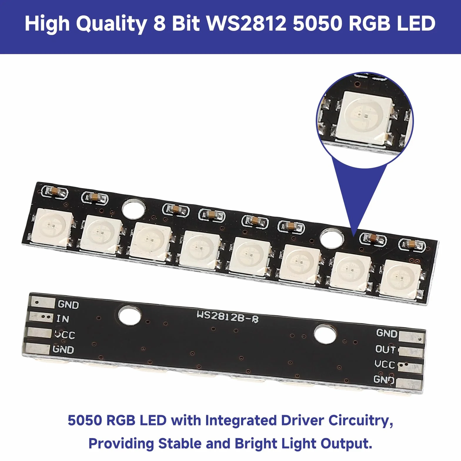 HENGBIRD 10 sztuk 8 bitów WS2812 RGB LED moduł modułu deweloperskiego, wbudowane sterowniki WS2812 5050 RGB 8-bitowe paski świetlne z 8 diodami LED, 5 V programowalne do Arduino Raspberry Pi ESP32