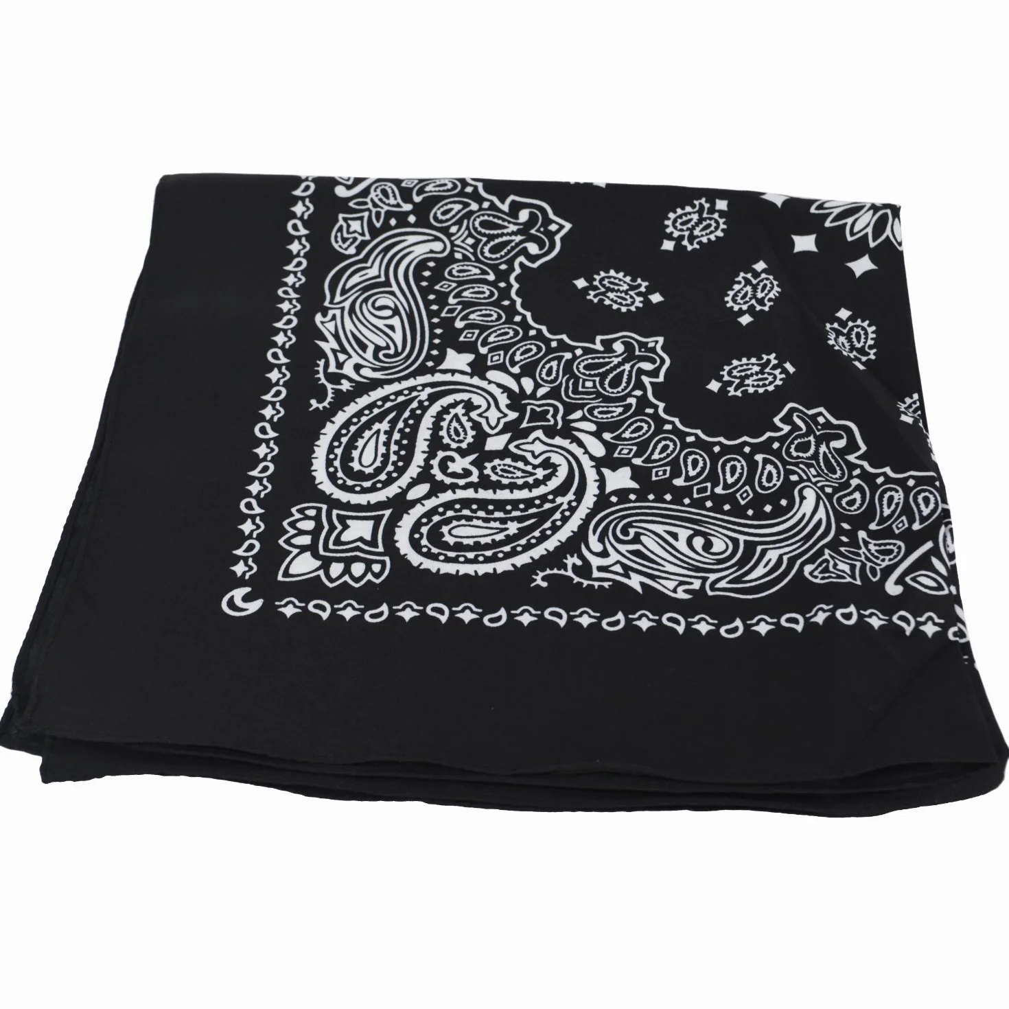 2 x czarny Bandana z białym kwadratowym wzorem paisley po obu stronach