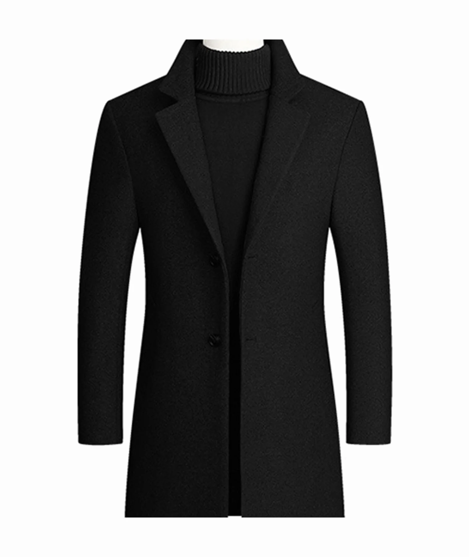 ECDAHICC Męski zimowy płaszcz z francuskiej wełny, trencz, casualowy, długi płaszcz groszkowy, Premium Classic Business suit