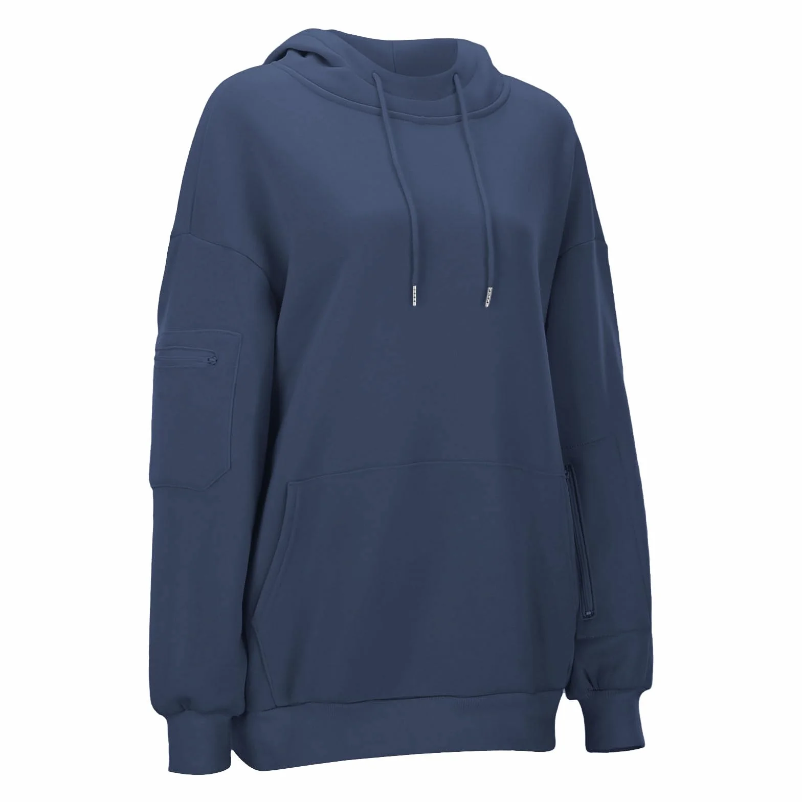Damskie bluzy z kapturem oversize z kieszeniami na zamek