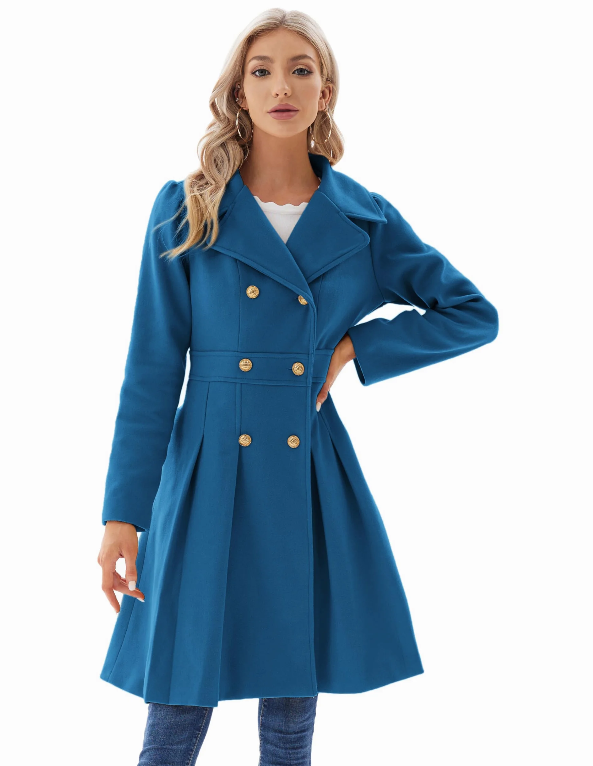 GRACE KARIN Płaszcz damski płaszcz zimowy revers płaszcz trencz zimowy długi płaszcz swing kurtka Outwear z paskiem CLX005A20