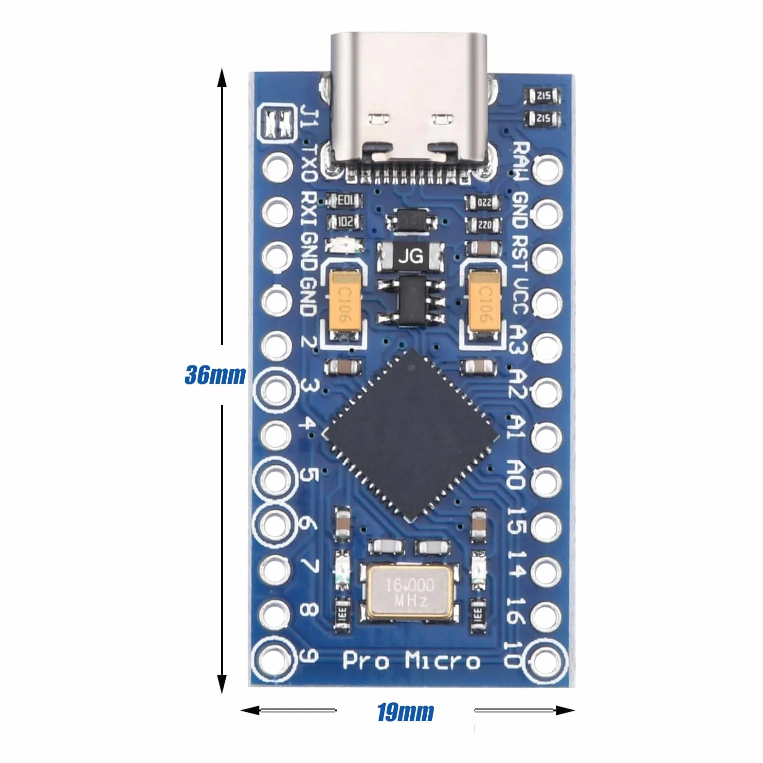1 x mikrokontroler Pro Micro 32U4 5V/16 MHz płytka rozwojowa do samodzielnego aktualizacji USB, interfejs połączenia typu C, kompatybilny z Arduino (1)