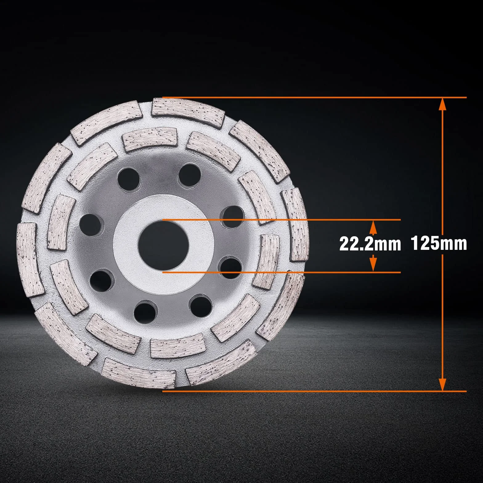 Tendak Premium diamentowa tarcza szlifierska standardowa 125 mm x 22,2 mm do betonu, gipsu, granitu, żywicy, kleju do płytek, kamienia naturalnego itp. (1 sztuka)