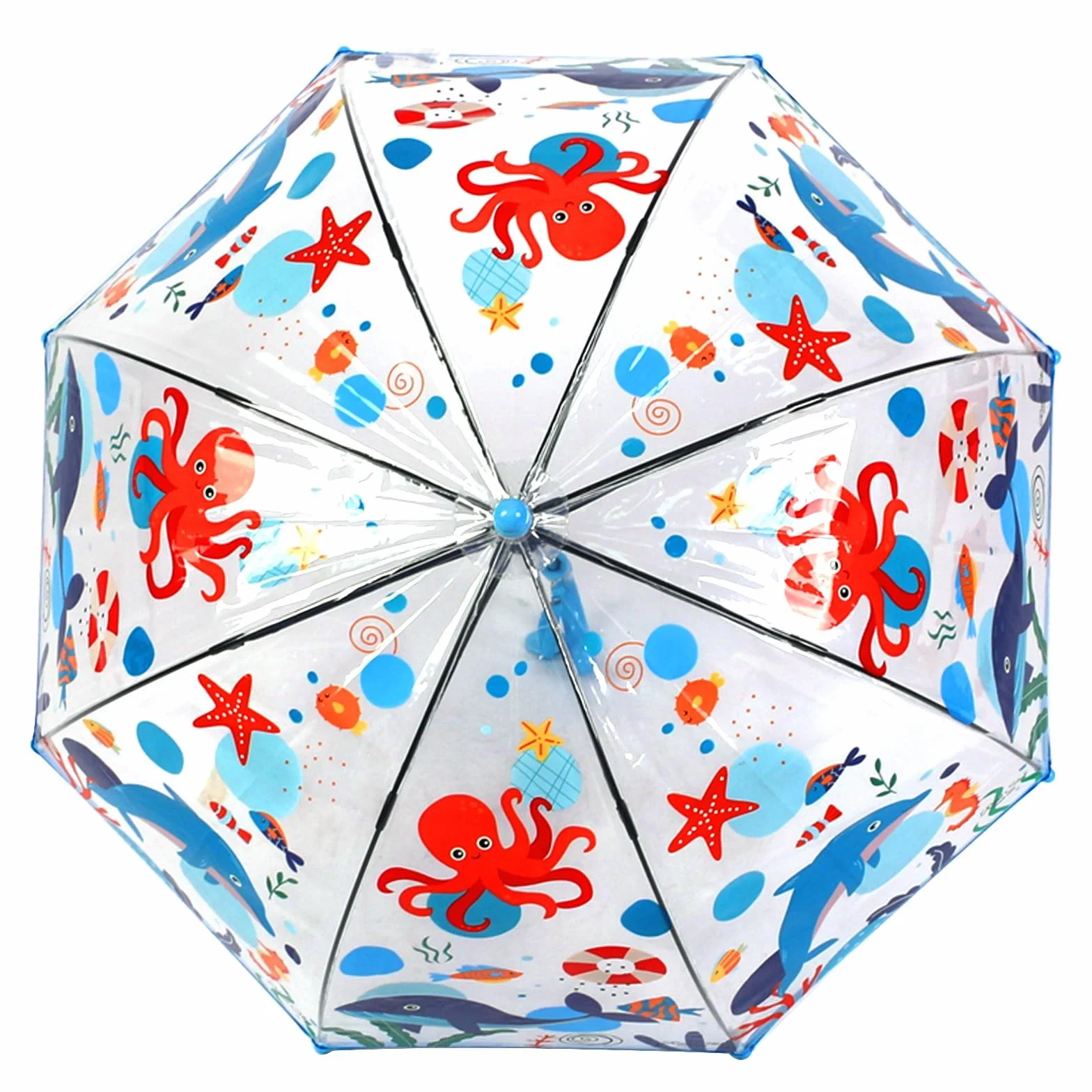 Przezroczysty parasol dziecięcy z kopułą drewniany trzonek przeciwdeszczowy przeciwwietrzny