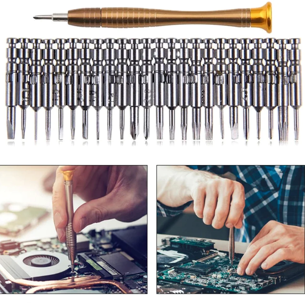 Nowy zestaw precyzyjnych śrubokrętów 25 w 1, elektroniczny zestaw narzędzi do otwierania i naprawy śrubokrętów Torx do telefonów, zegarków, tabletów, czarny