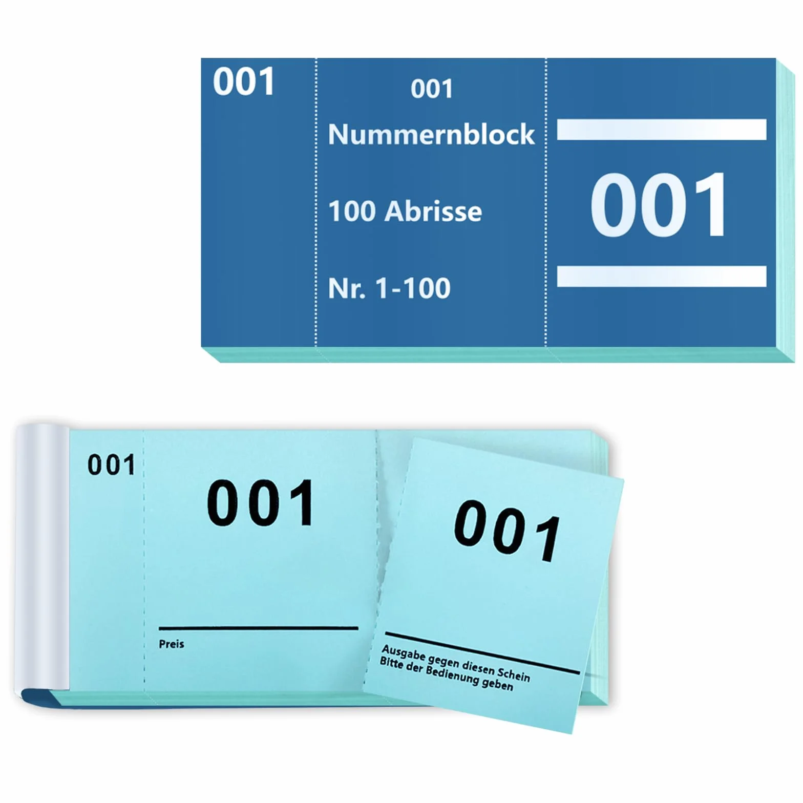 Blok z podwójnymi numerami 1-100 cyfr 5 x 10 cm, blok numeryczny, loteria, podwójne numery, luźne, numerowane, luźne, Tombola, blok z podwójnymi numerami (niebieski)