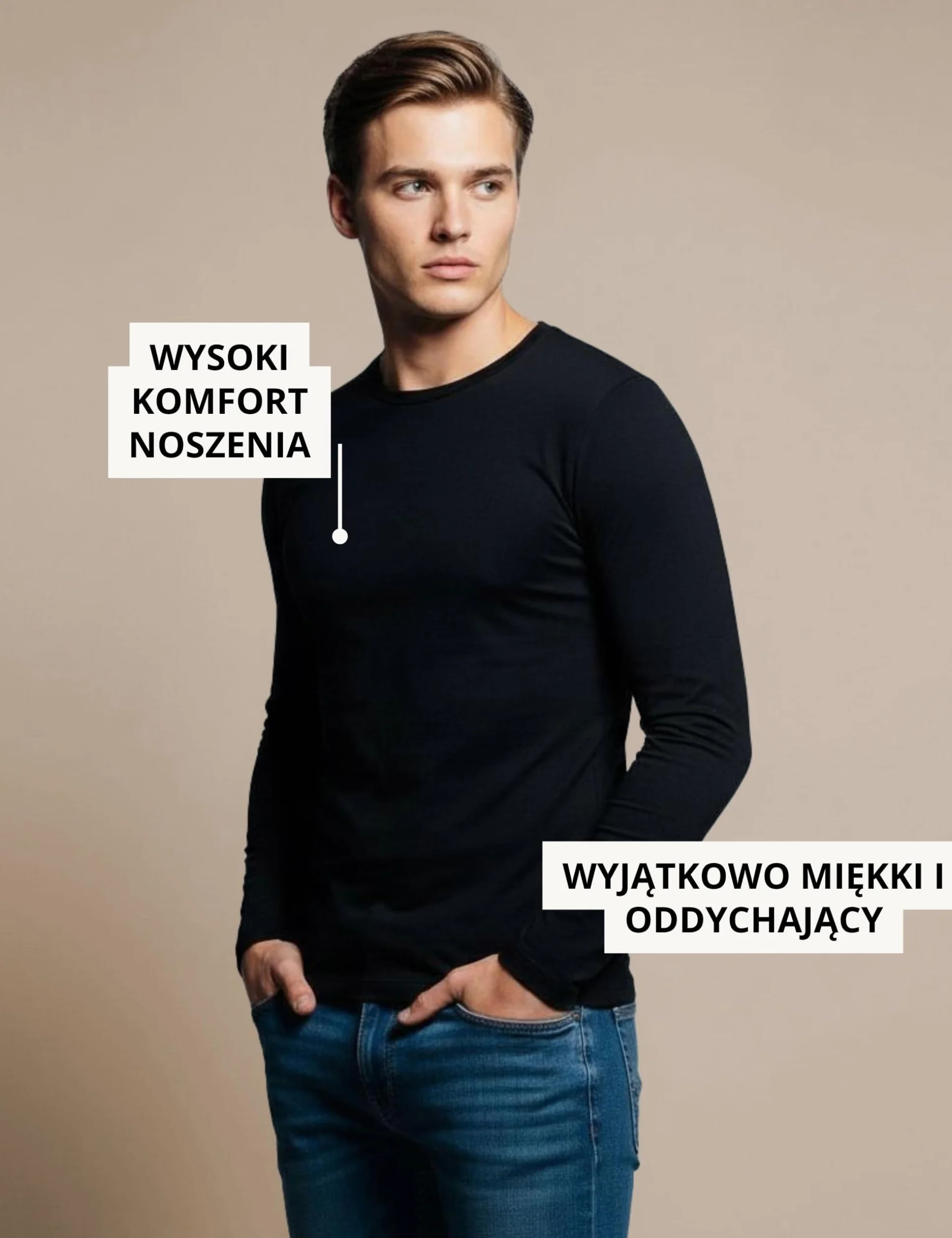Basic Treasure Koszulka męska 2/3 w opakowaniu, krótki lub długi rękaw