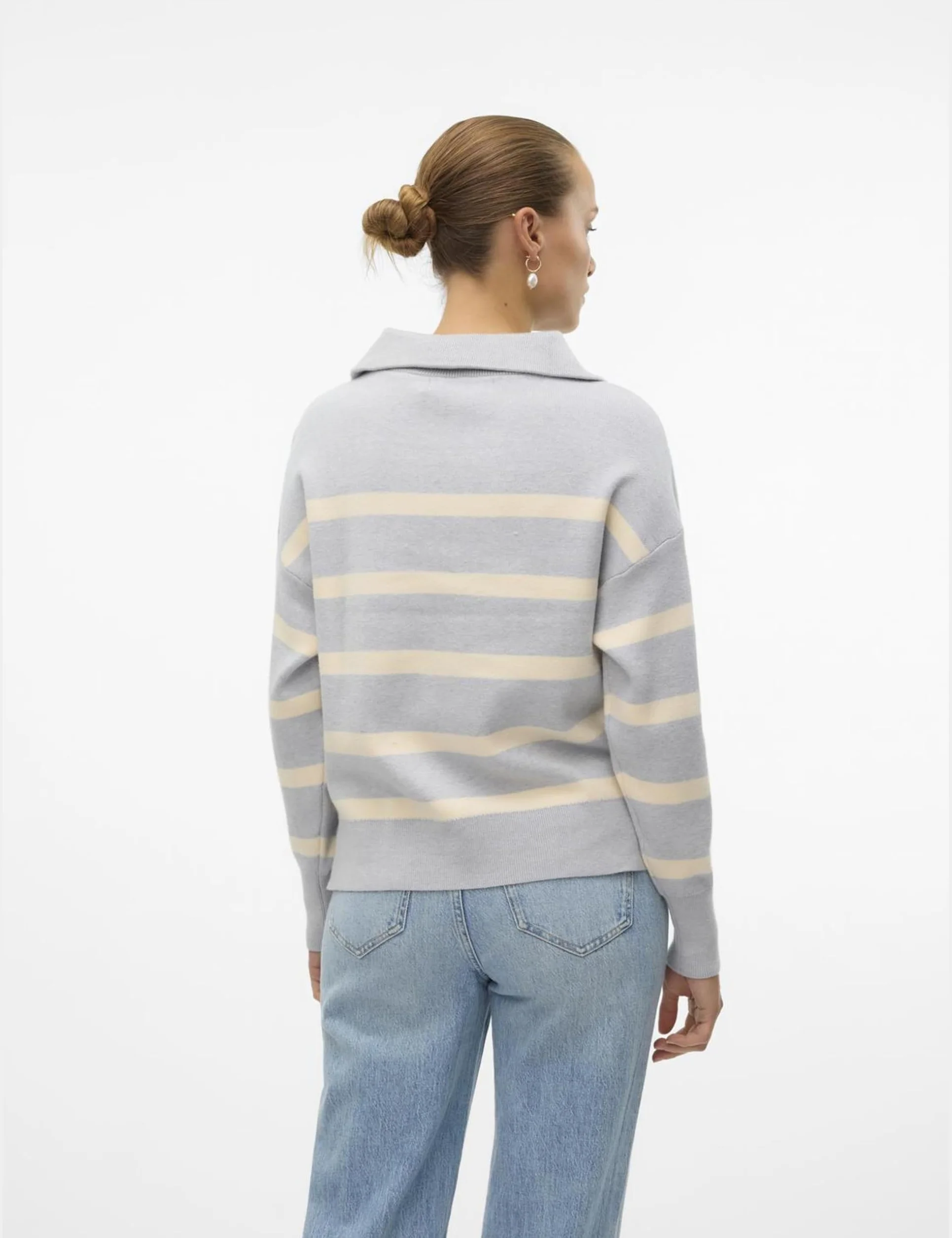 VERO MODA Sweter Kobiety Vmsaba Stripe Ls Highneck Blouse Ga Noos