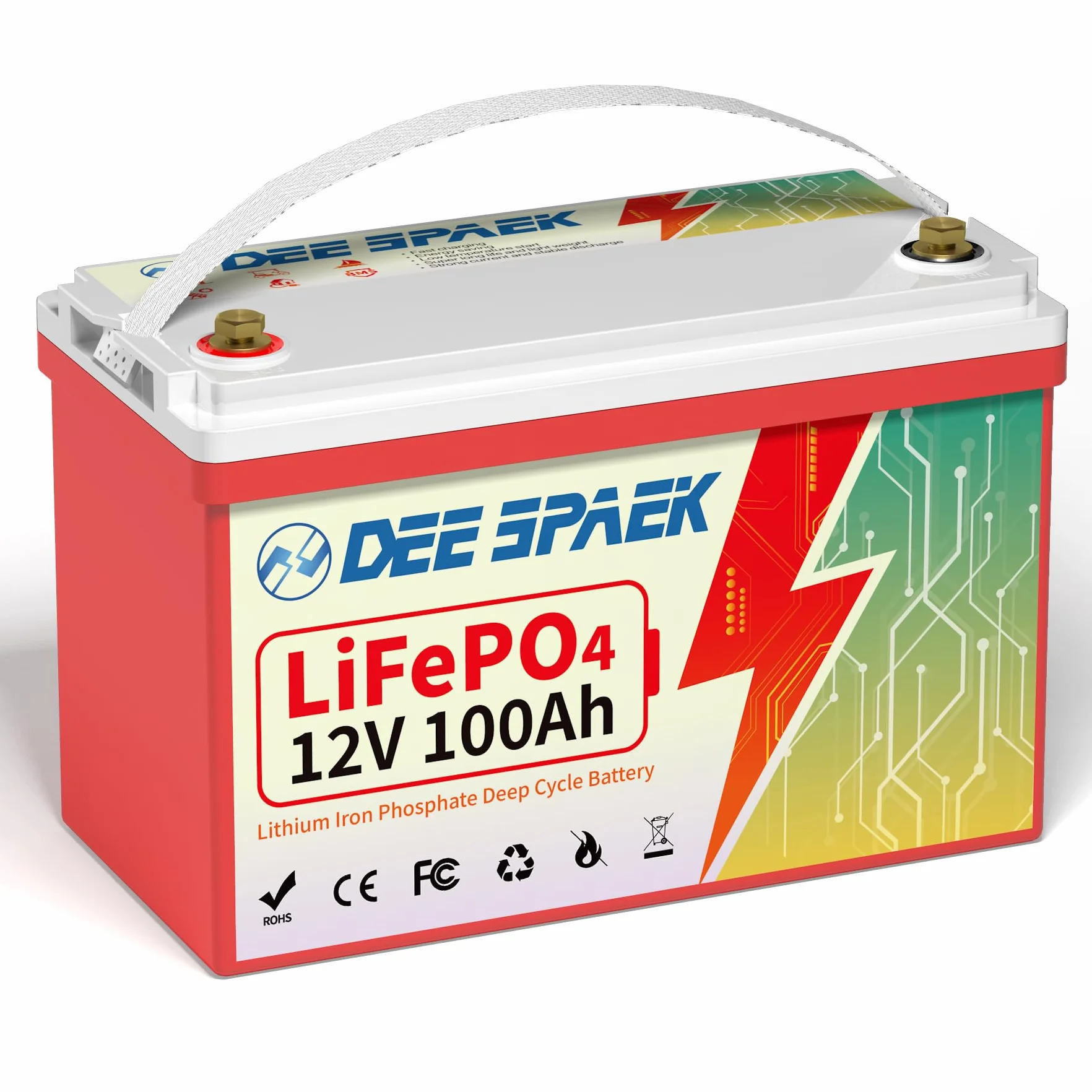 Akumulatory głębokiej pracy cyklicznej LiFePO4 z 100Ah 12V, kumulatory litowe głębokiego rozładowania, idealny do łodzi, obozowicz, do trollingu, kosiarki, słoneczna i wiatrowa (12V 100Ah)