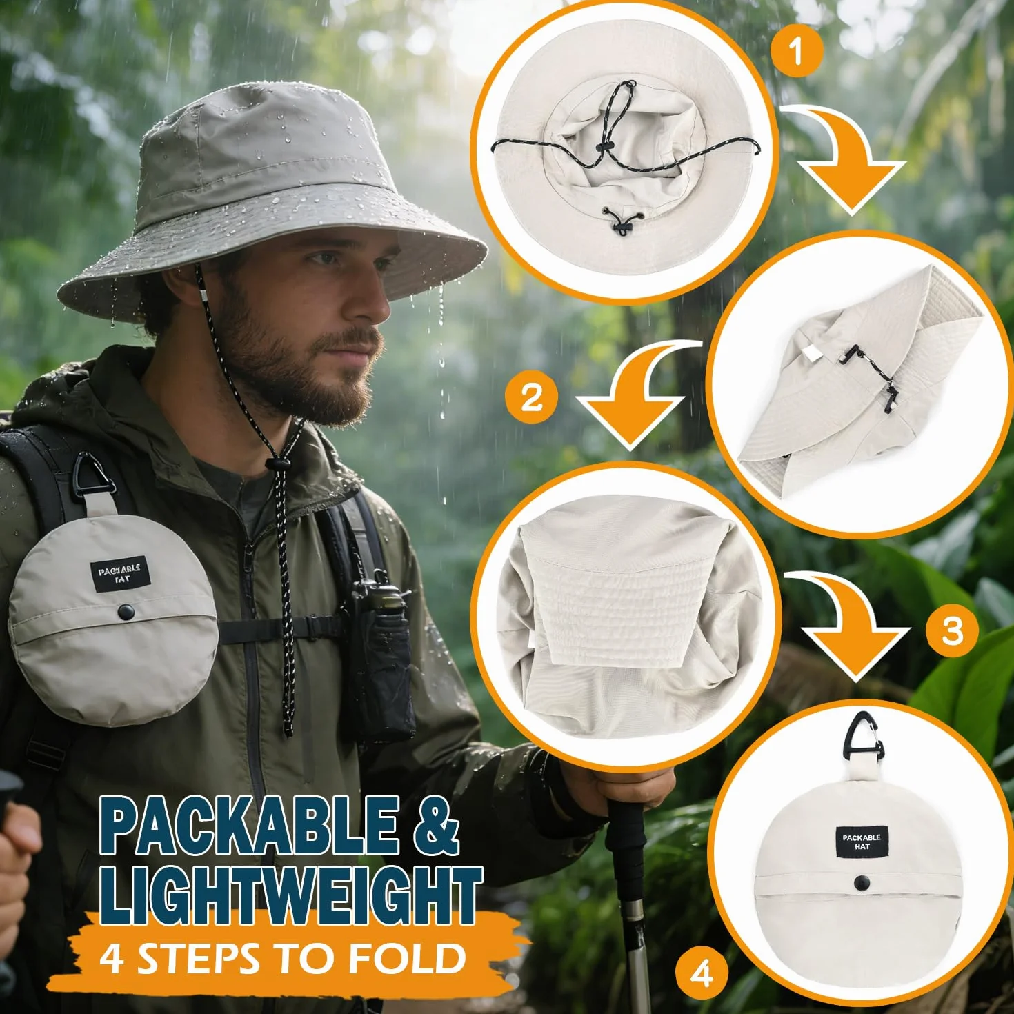 EINSKEY Kapelusz typu bucket szybkoschnący regulowany przeciwsłoneczny UV ochrona plaża safari wędkowanie wędrówki