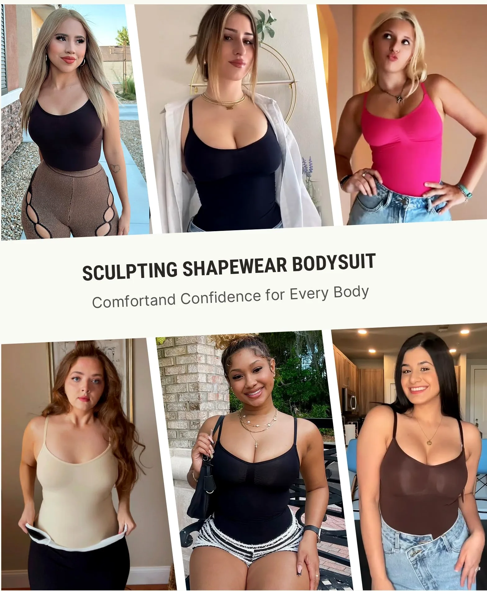 FeelinGirl Bielizna modelująca dla kobiet kontrola brzucha fajas całe ciało haczyk zamek błyskawiczny regulowane paski S-6XL