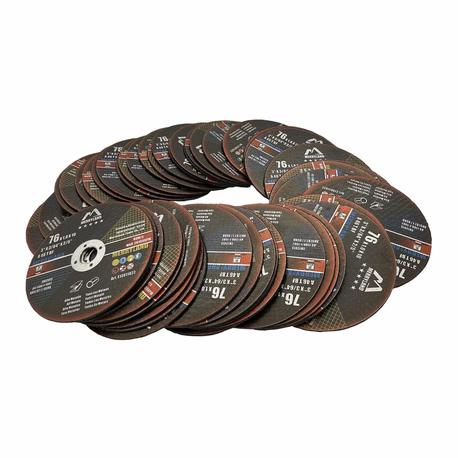Merryland Tarcza Tnąca 76 Metal Do Szlifierki Kątowej, 76 X 1,0 mm Stal Żelazo Stal Nierdzewna INOX Tarcze do Cięcia Super Cienki 50pcs, Expert-Line E13011022-50