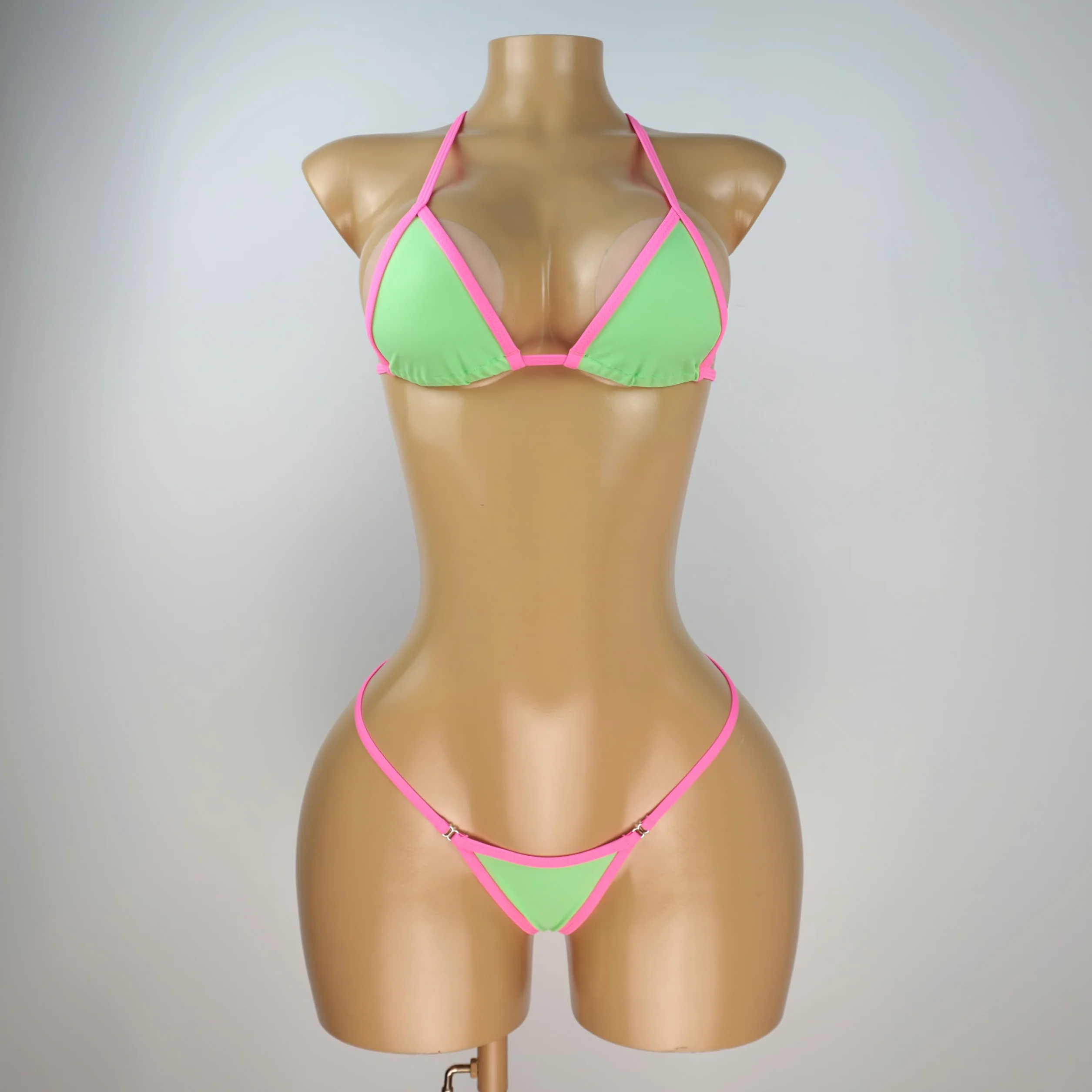 SHERRYLO Mikrobikini, trójkątny top ze sznurkiem, stringi, dwuczęściowe, egzotyczne stroje kąpielowe, mini kostiumy kąpielowe