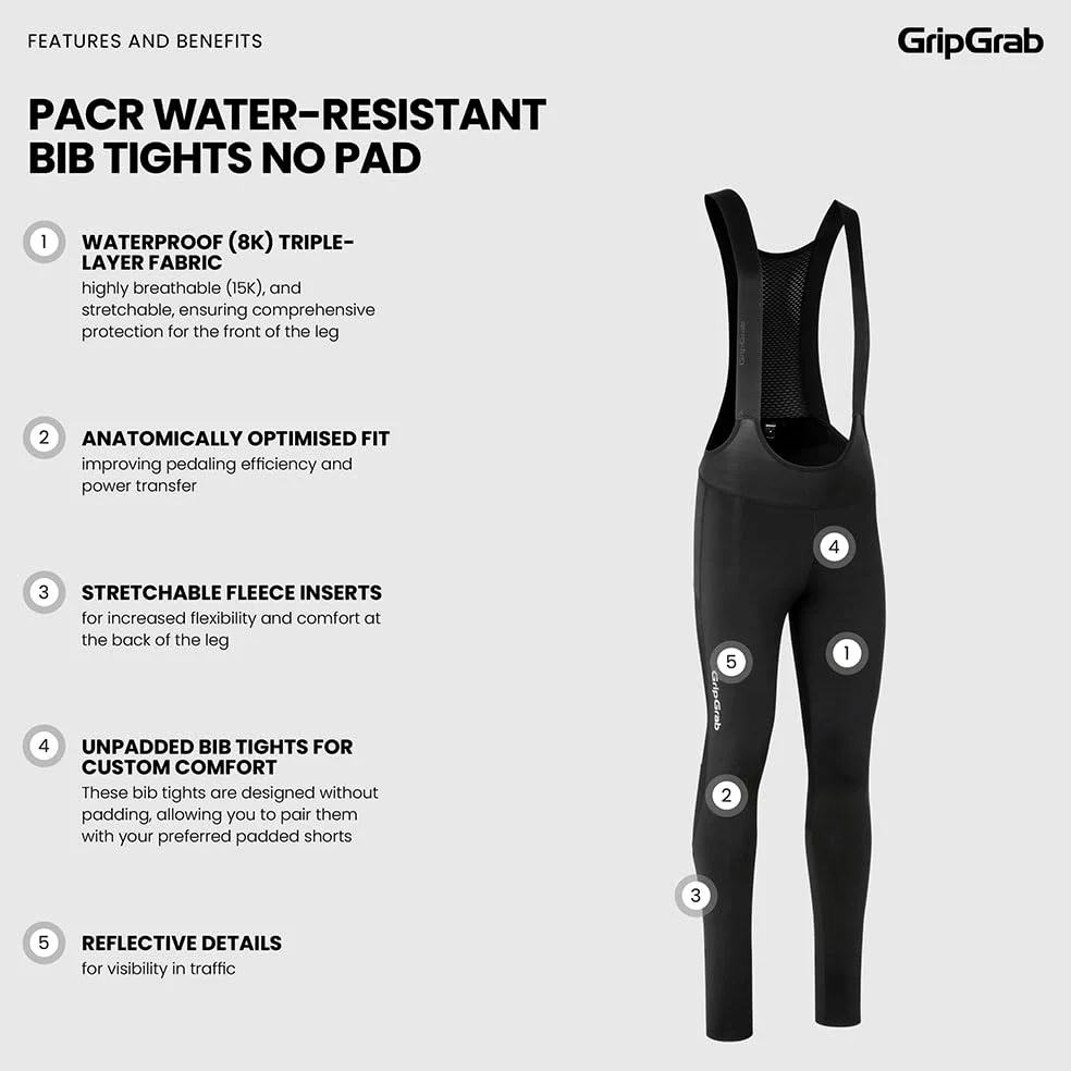 GripGrab Gripgrab Pacr Wasserabweisende Bib Tights Trägerhose Ohne Polster - Spodnie na szelkach kolarskich Mężczyźni