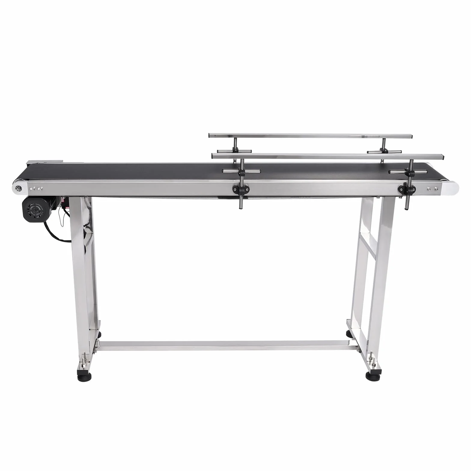 VEVOR Zmotoryzowany przenośnik taśmowy 1498,6 x 198,1 mm przenośnik taśmowy ze stali nierdzewnej PVC antystatyczny podwójna poręcz do aplikacji kodowania atramentowego