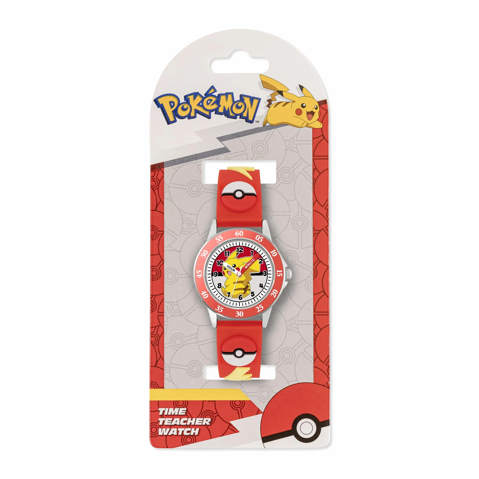Peers Hardy Pokemon Kids Time Teacher POK9074 silikonowa bransoletka 3D do nauki określania czasu, czerwona, Pokemon, czerwona, Pokemon, czerwona, Pokemon, czerwona, Pokemon, Czerwony, Pokemon