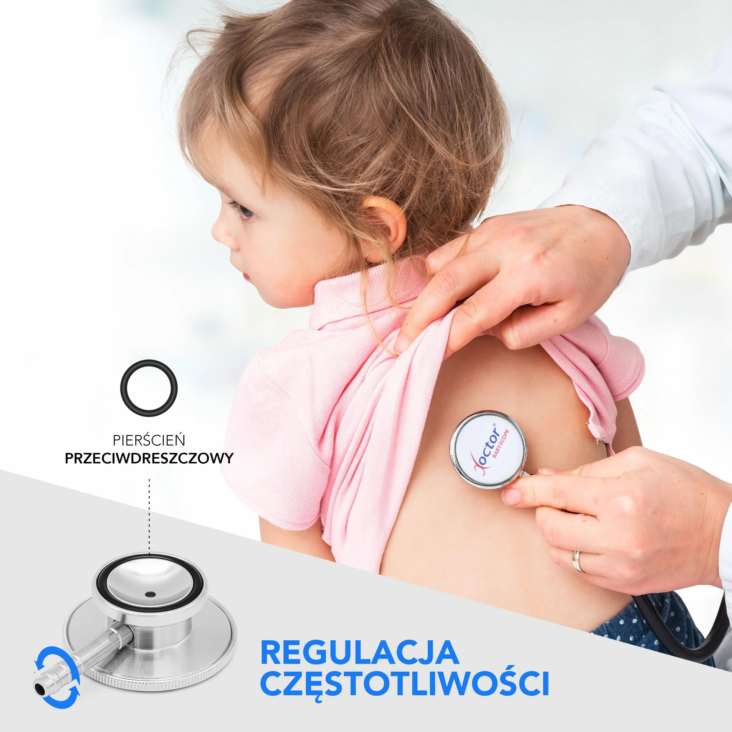 AIESI® Stetoskop Dziecięcy, profesjonalny fonendoskop z podwójną głowicą, czarny DOCTOR BABY SCOPE, 24 miesiące we Włoszech