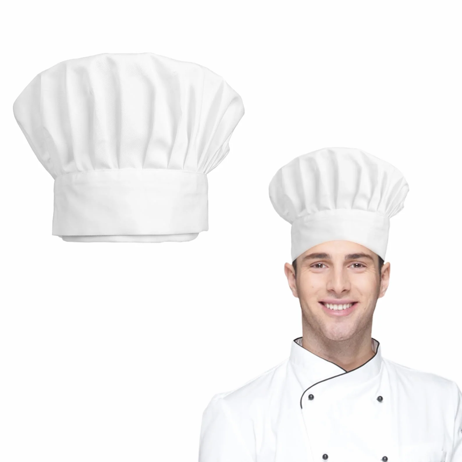 Męska czapka kucharska, regulowana czapka kucharska, czapka kucharska dla dzieci, oddychająca czapka kucharska, wielokrotnego użytku, do szkół smakoszy, restauracji, hoteli, szkół, kuchni prywatnej