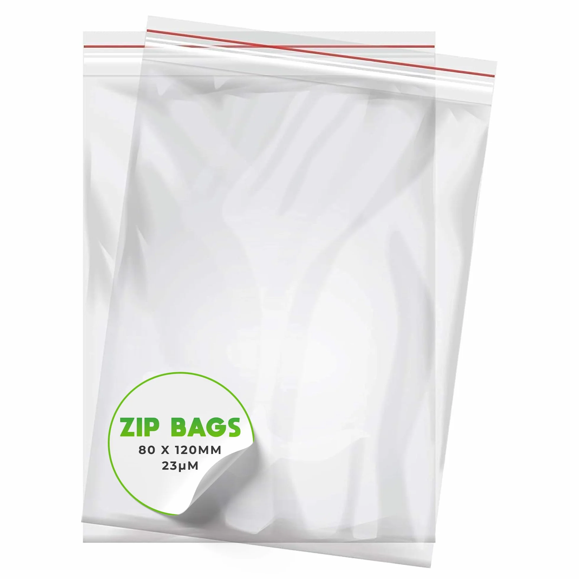 Woreczki Strunowe 80x120mm - Plastikowe Transparentne Opakowanie - Zamykana Przezroczysta Torebka Na Materiały - Wodoszczelne Zamknięcie - 100 sztuk