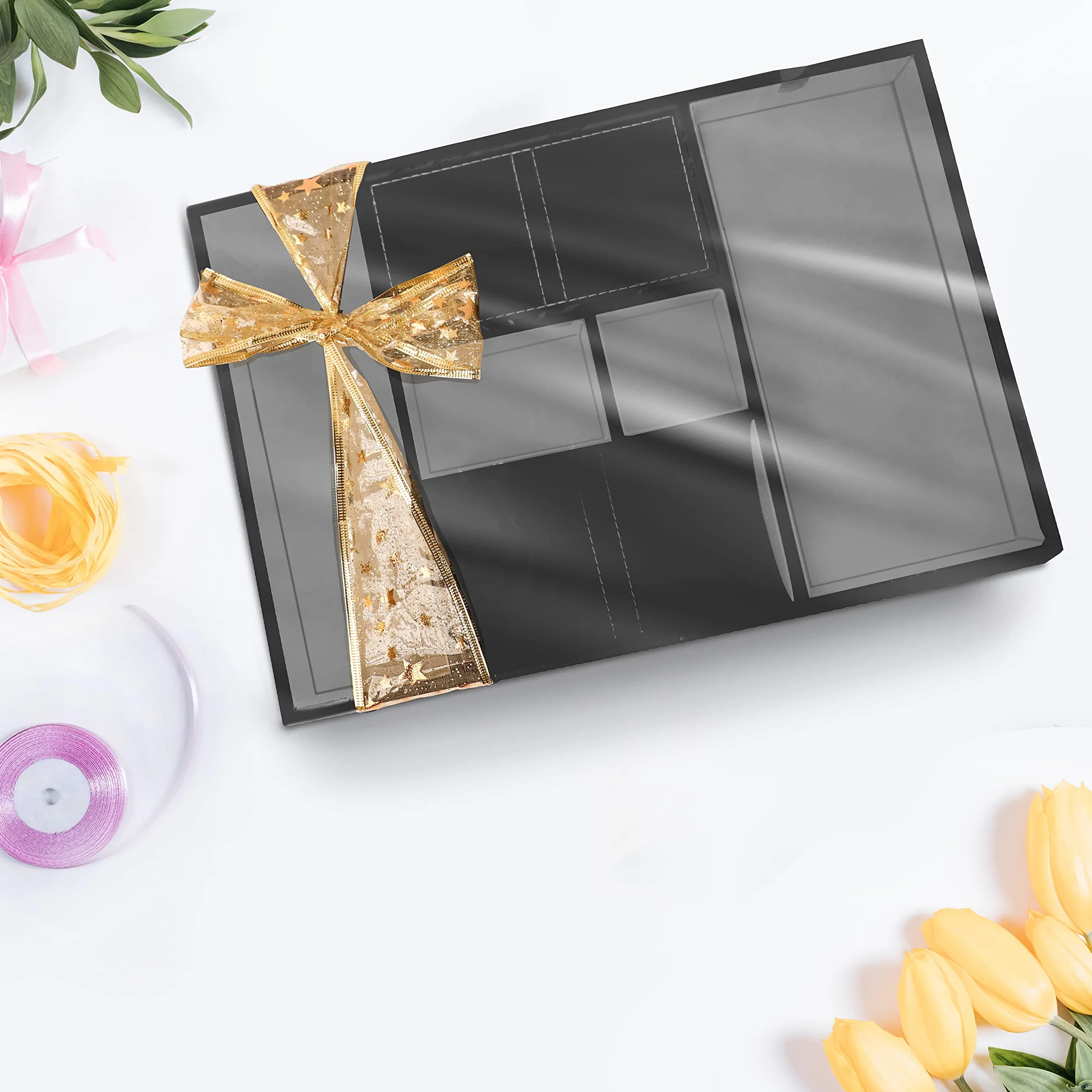 Belle Vous Organizer z 6 przegródkami, ze sztucznej skóry, tacka na biurko, na portfel, telefon, klucze, biżuterię, męskie akcesoria, pieniądze, spinki do mankietów, na stolik nocny, czarny