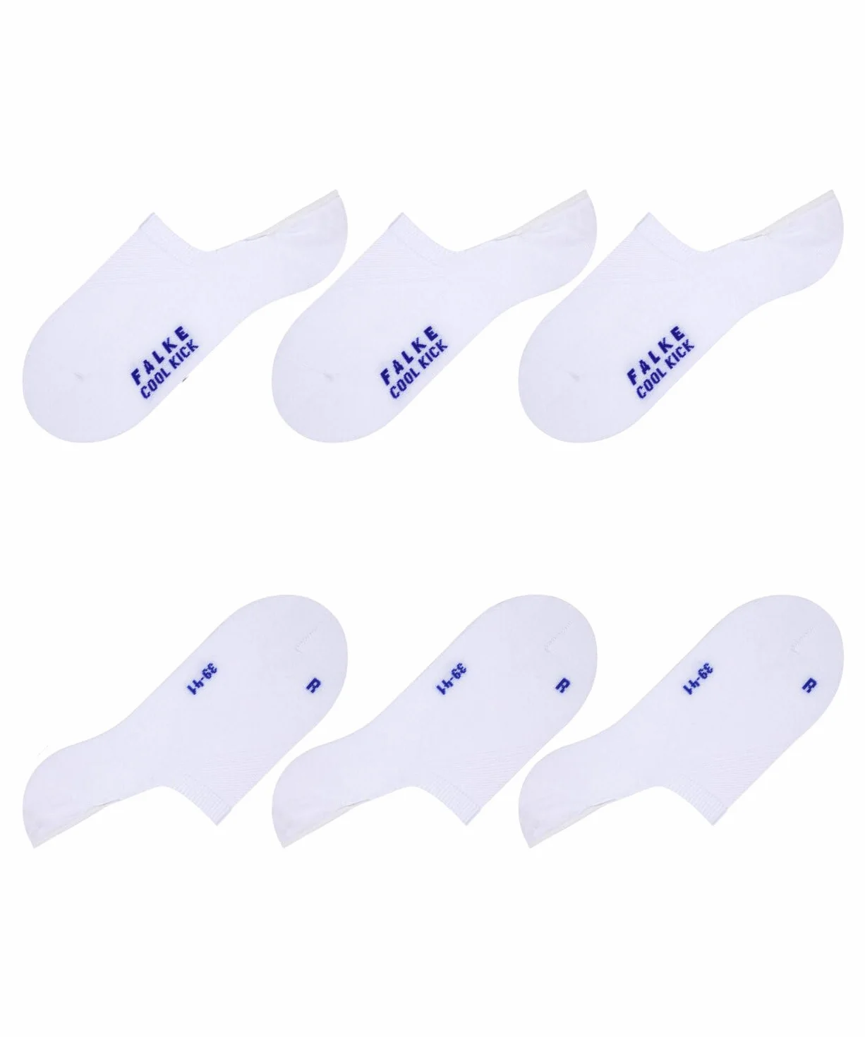 FALKE Uniseks Stopki Cool Kick Invisible Multipack U In Oddychający I Szybkoschnący niewidoczne jednokolorowe 3 Pak, Biały White 2000, 42-43