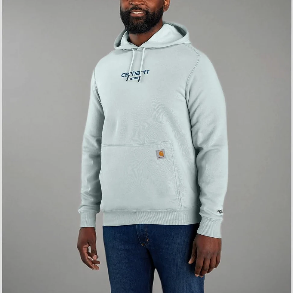 Carhartt Męska bluza Force Relaxed Fit Lekka bluza z grafiką z logo, Kropla rosy, L wysoki