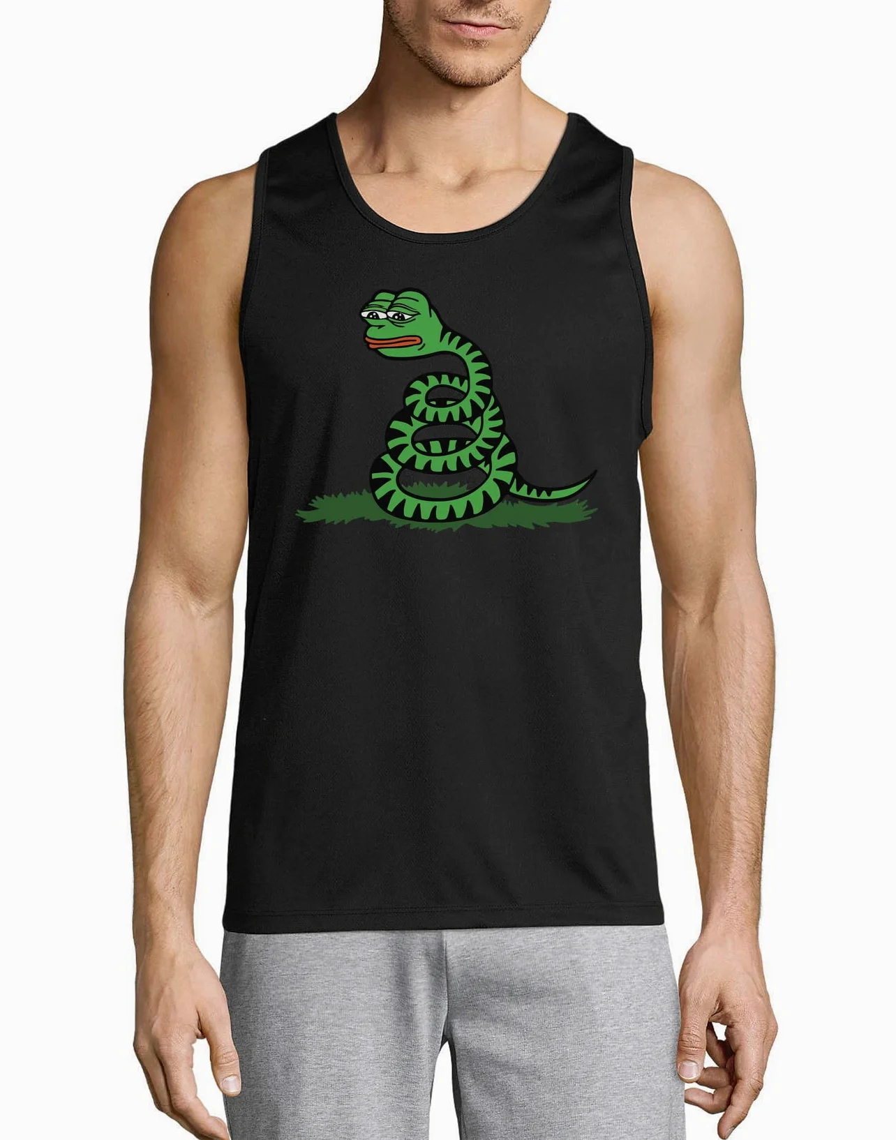 Gadsden Pepe The Frog Don't Tread On Me Memes męska bawełniana koszulka bez rękawów czarna, Czarny, XXL