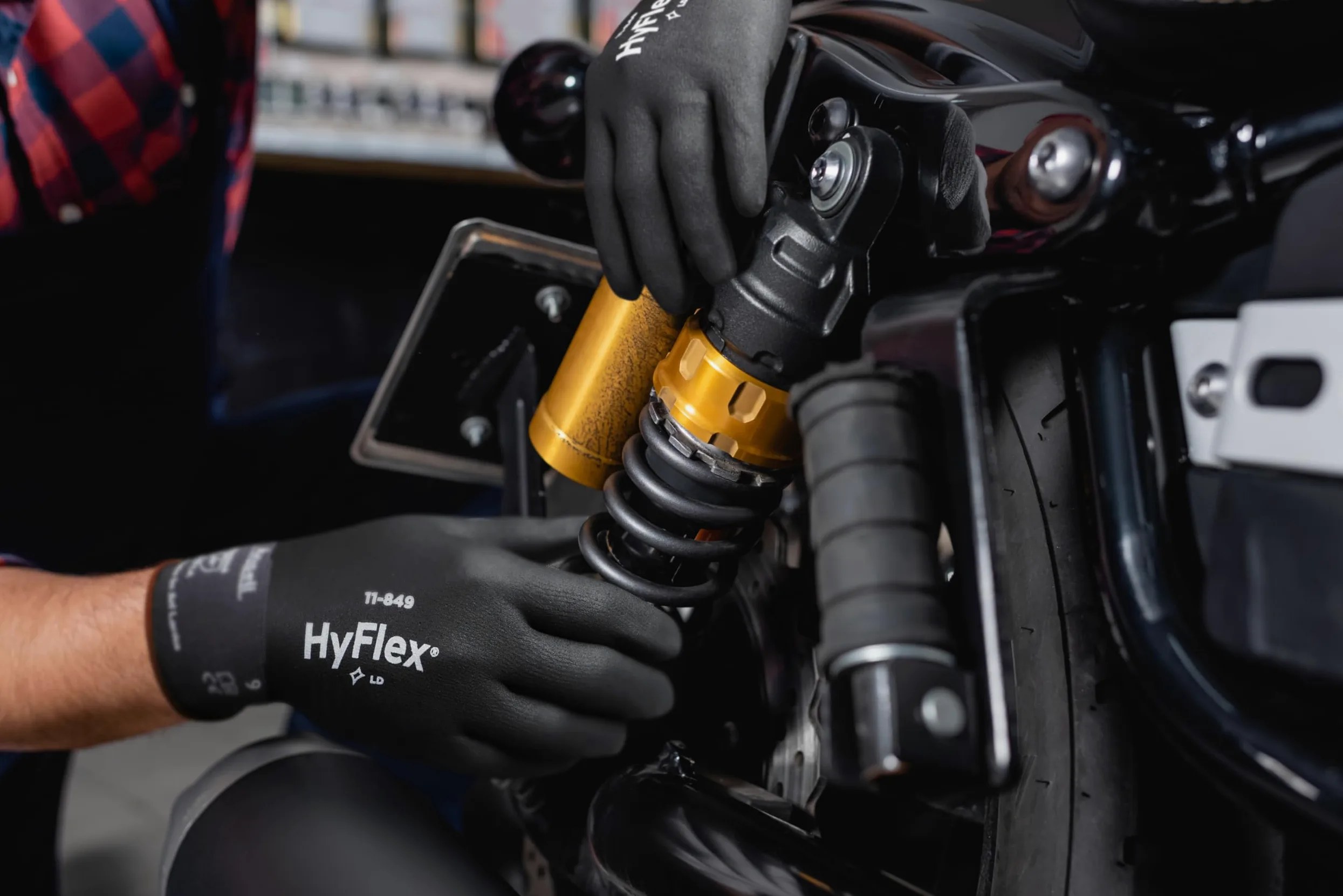Ansell Hyflex 11-849 Odporne na ścieranie zawodowe rękawiczki robocze, ochrona wielokrotnego użytku, mechanika, obsługa, montaż, mycie rękawicy bezpieczeństwa, czarne, rozmiar XL (12 par)