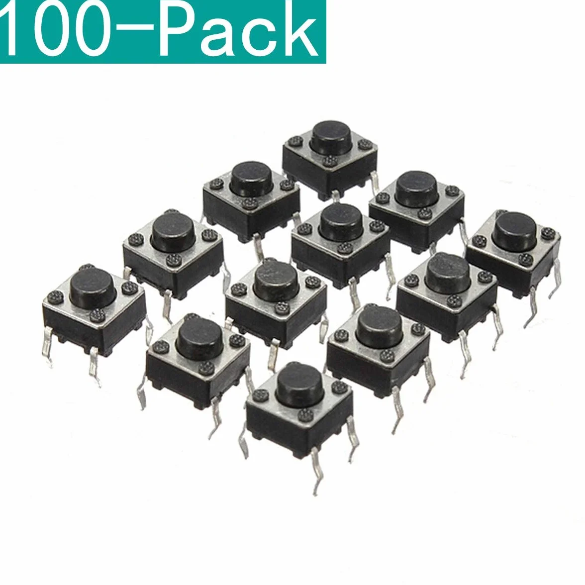 100-Pack 6x6x6 mm miniaturowy tymczasowy dotykowy przełącznik dotykowy przyciskowy przełącznik jakości SPST miniaturowy/mini/mikrofon/mała płytka drukowana