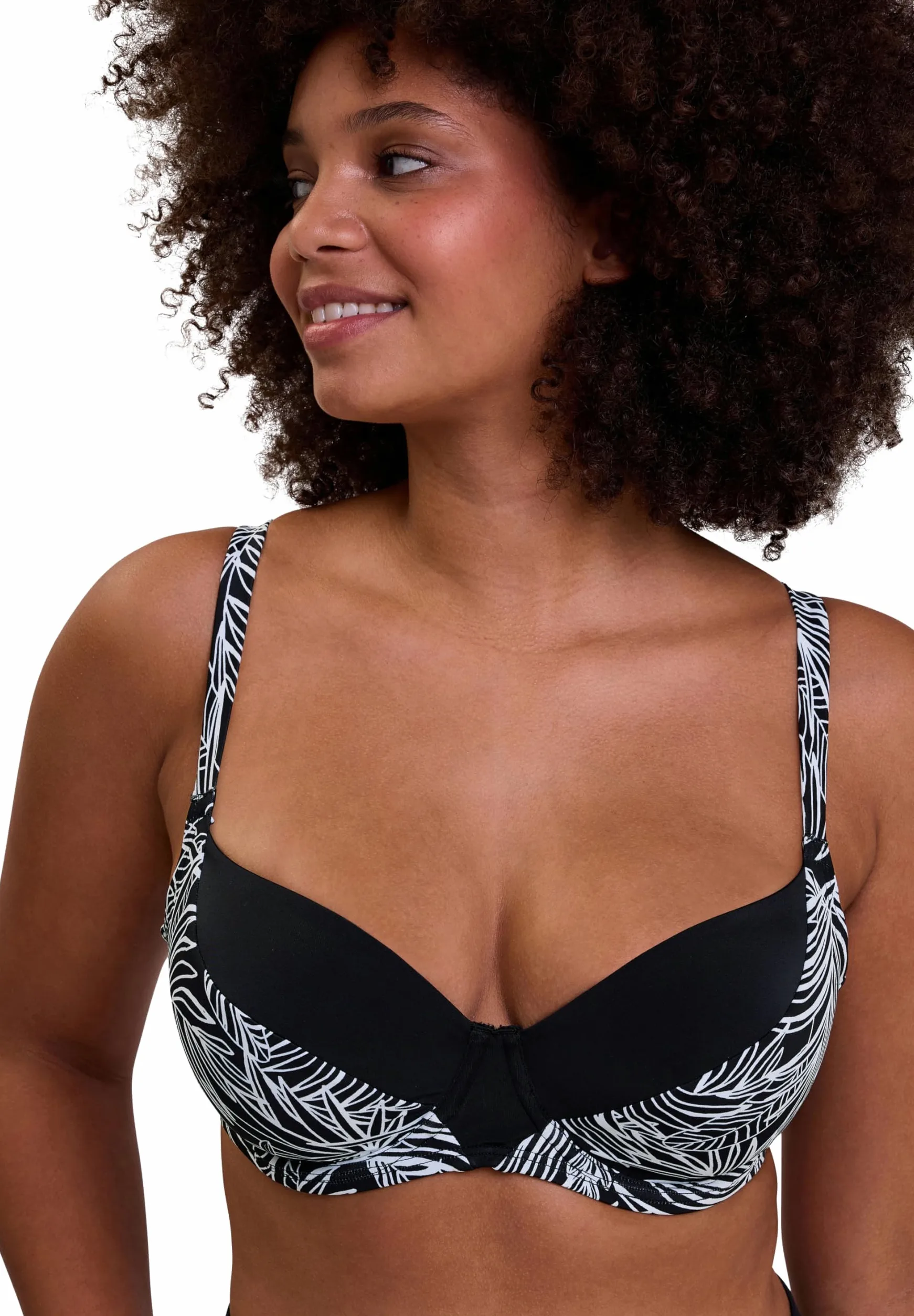 Sans Complexe Seychelles_78aam89 Damski top bikini (zestaw 1 sztuk), Graficzny nadruk z palmą, 75E