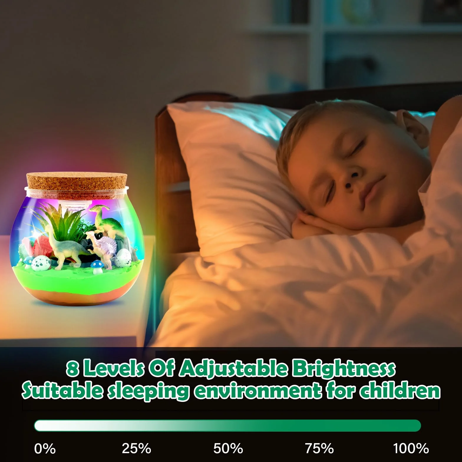 Zestaw do terrarium z dinozaurami Withosent, kreatywna lampka nocna dla dzieci DIY z pilotem, zestaw do rękodzieła w bajkowym ogrodzie z regulowanymi kolorowymi światłami Prezenty dla dziewczynek