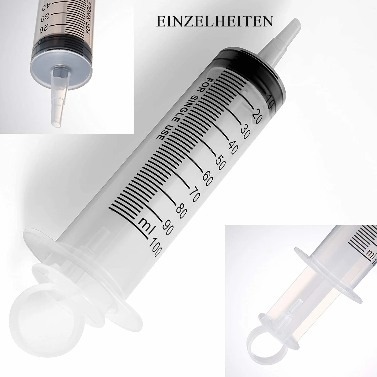 Duża plastikowa strzykawka z 1 wężykiem do płynu do silnika, karmienia zwierząt, eksperymentów, zastosowań przemysłowych, 100 ML