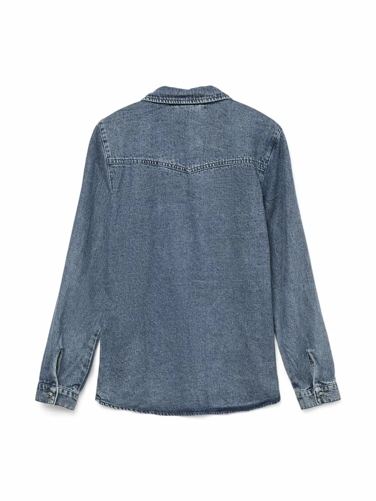 VERO MODA Vmjennie Ls Denim Shirt Mix Noos koszula dżinsowa, niebieski (medium blue denim), L