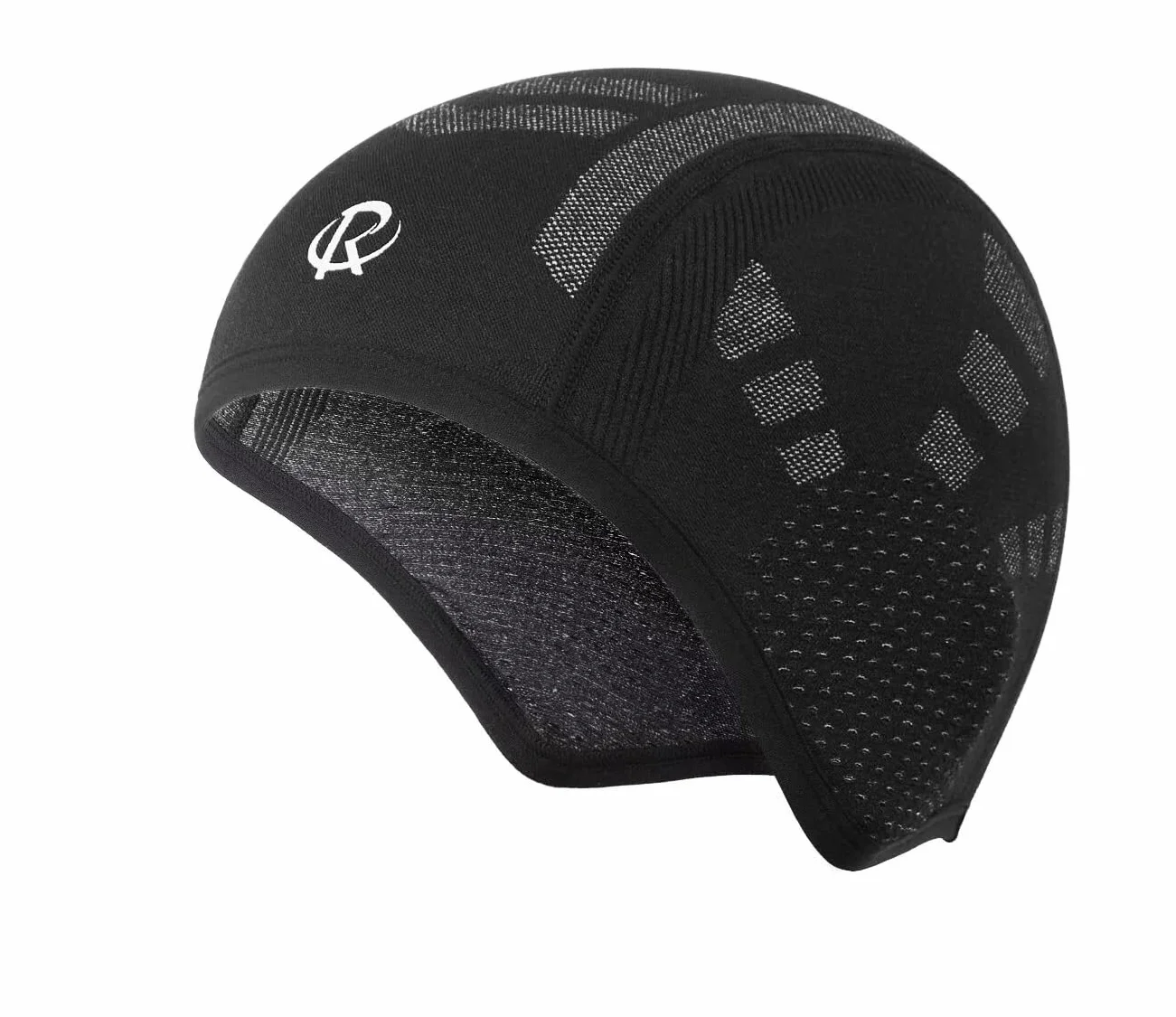 ROTTO Czapka rowerowa pod kask oddychająca z nausznikami czarno-szara