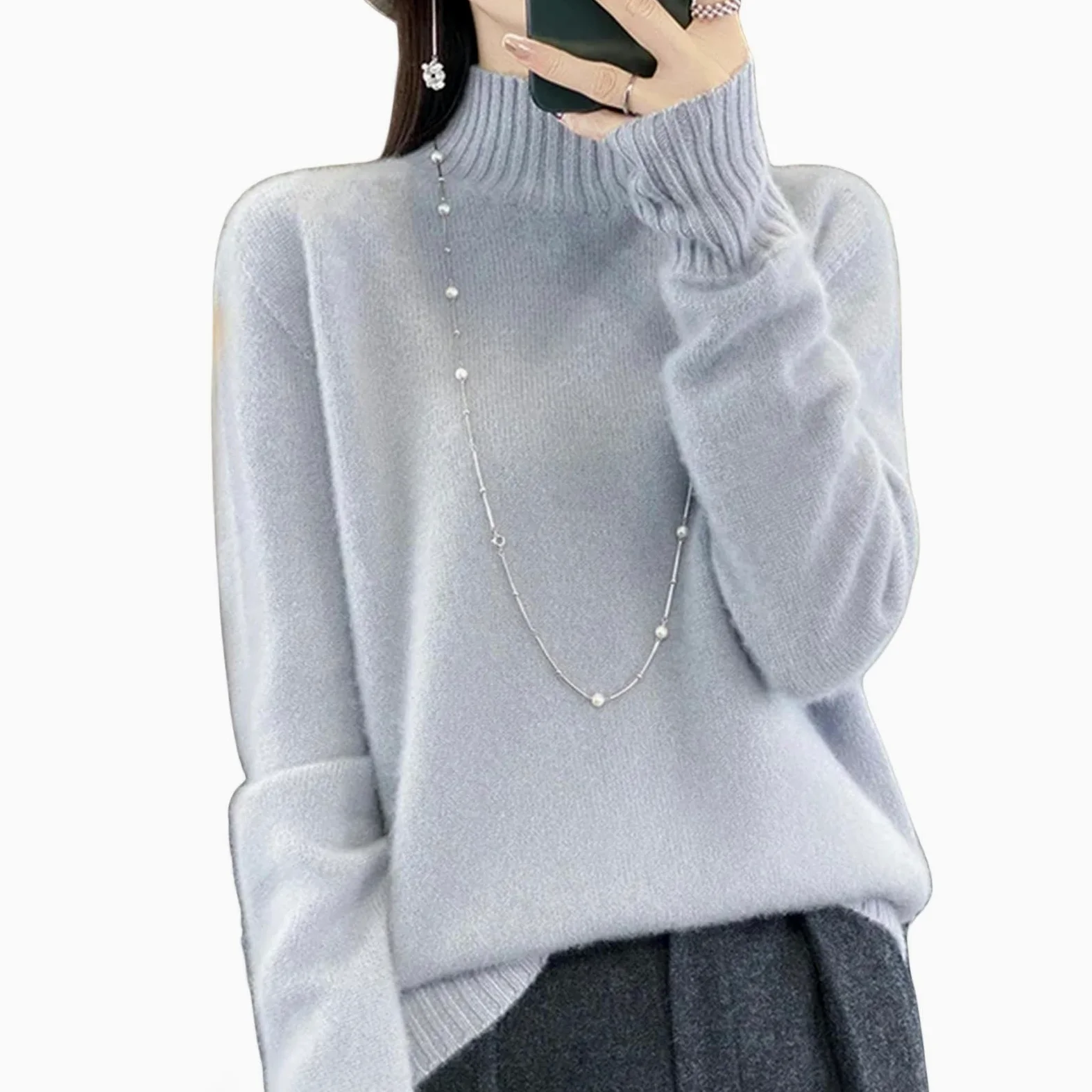 Sweter damski na jesień i zimę sweter damski z golfem sweter luźna odzież damska