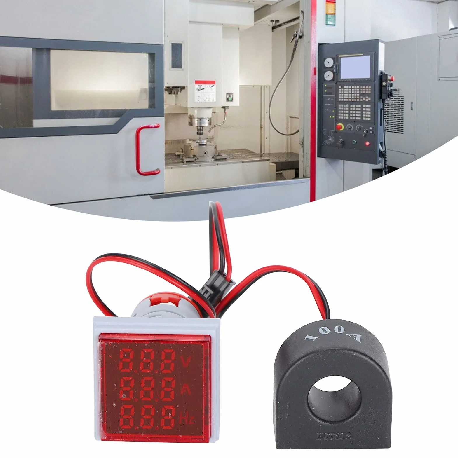 Wskaźnik sygnału prądu Uniwersalna lampa kwadratowa z 3 wyświetlaczami 60~500V AC AD16-22VAH(czerwony)