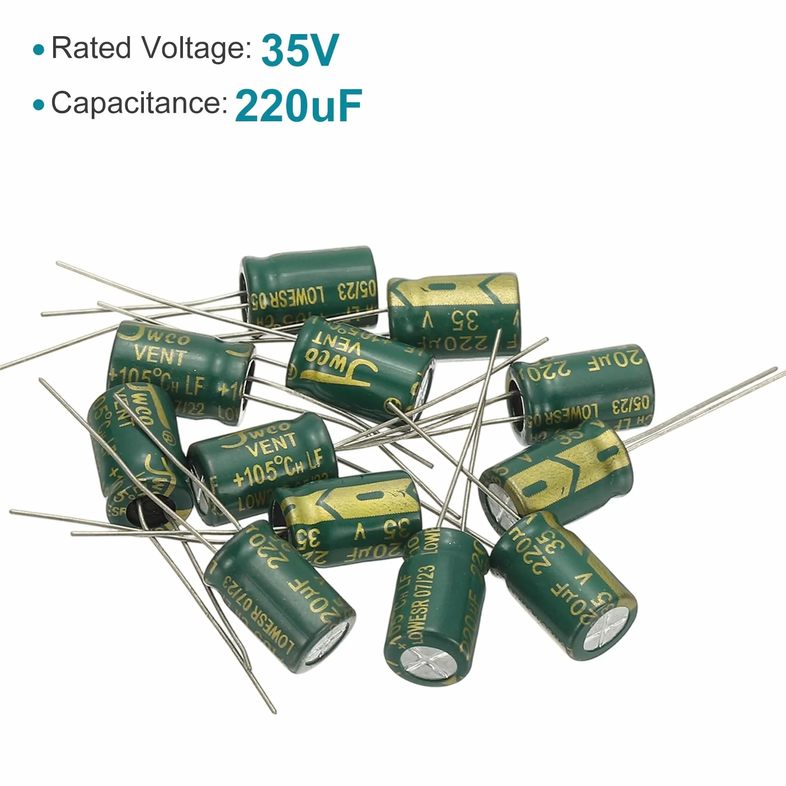 QUARKZMAN 24 szt. Kondensatory elektrolityczne o wysokiej częstotliwości 220UF 35V z aluminiowymi zaciskami promieniowymi 8x12mm wysoki prąd tętnienia niska impedancja