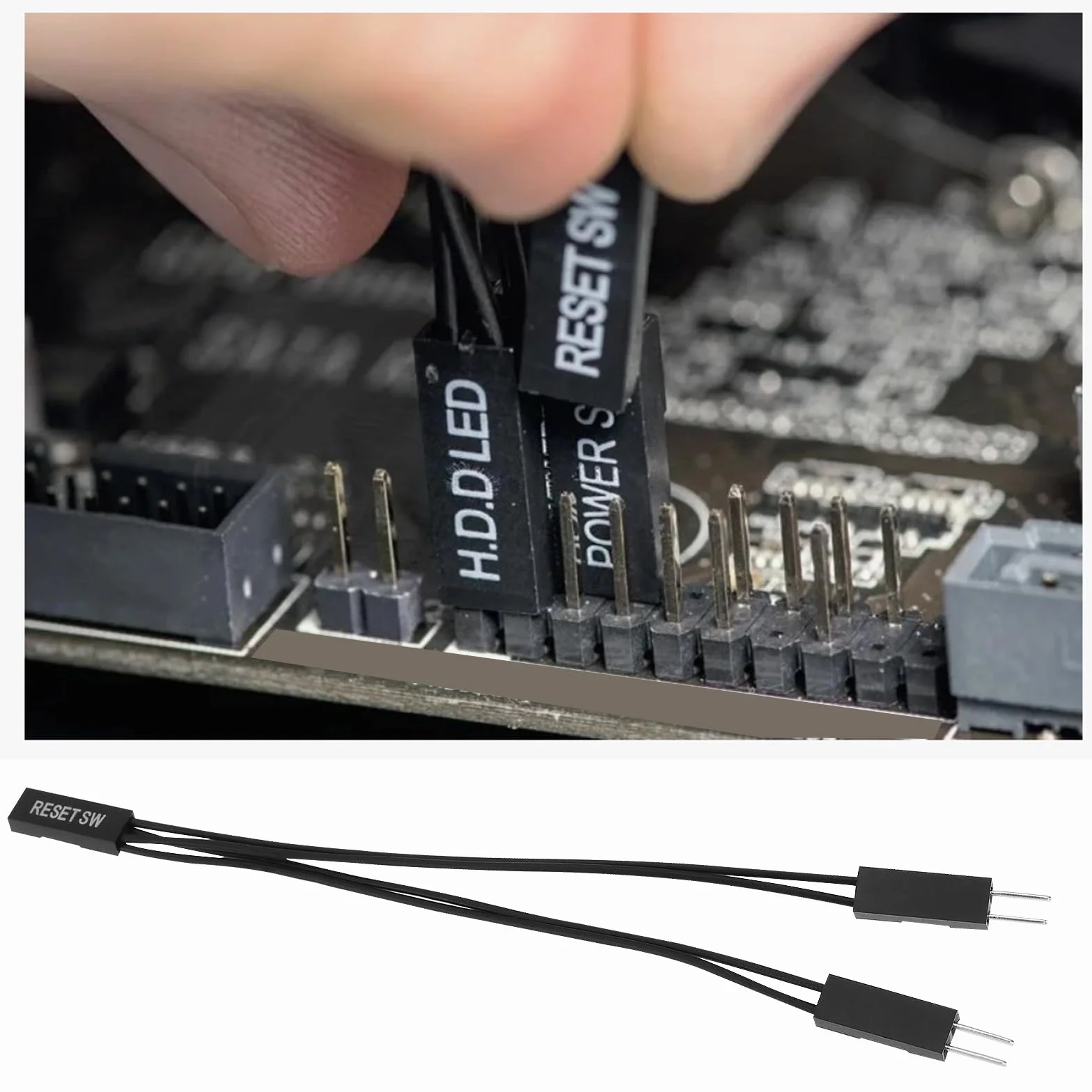 8X Dupont 2-pinowy adapter żeński na 2 męskie 2,54 mm cynowana miedź z Power+/Power SW/HDD LED/Reset SW płyta główna PC