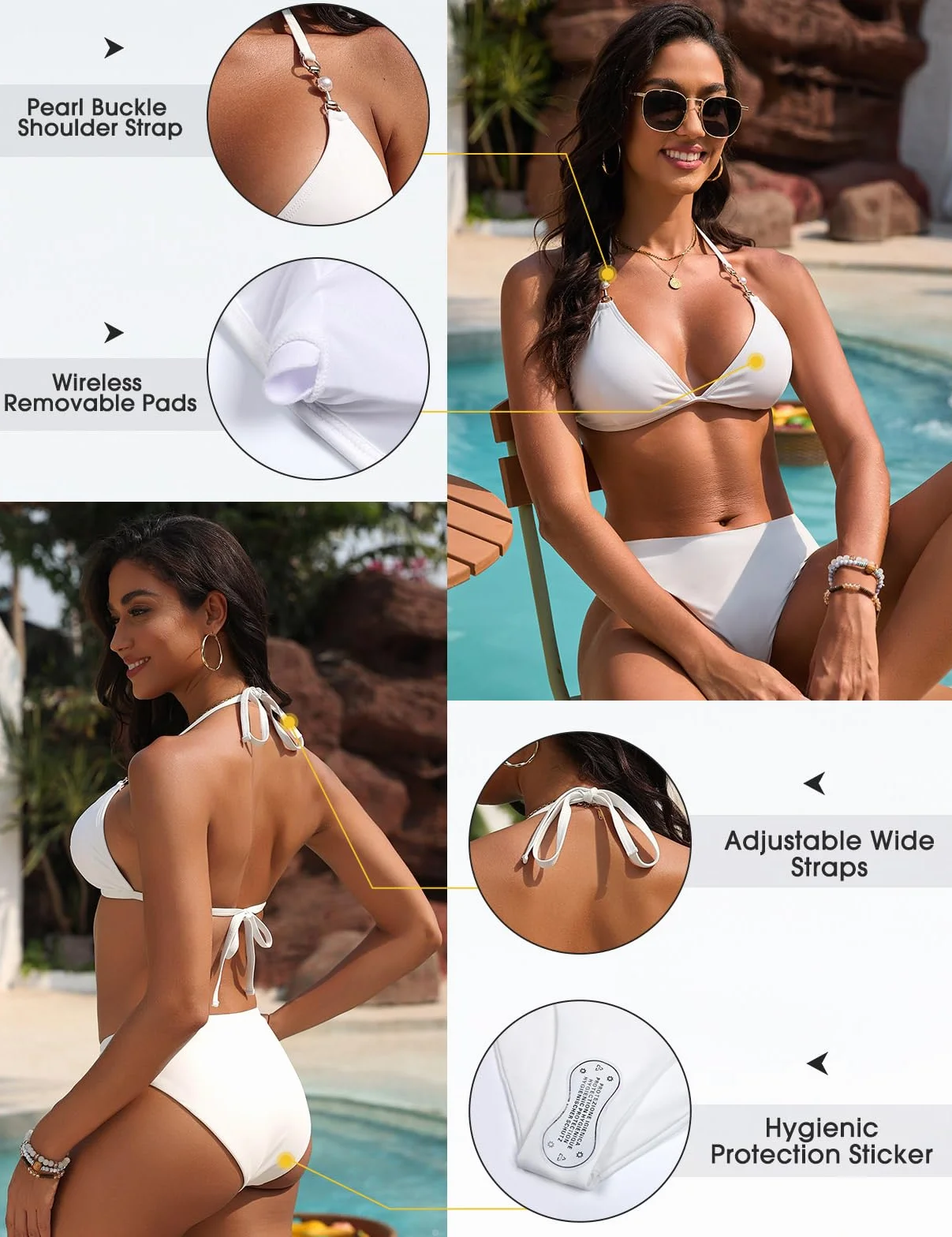 UMIPUBO Damski dwuczęściowy strój kąpielowy seksowny trójkąt topy bikini zestaw bikini brazylijski koralik biustonosz ze sznurkiem plaża odzież plażowa