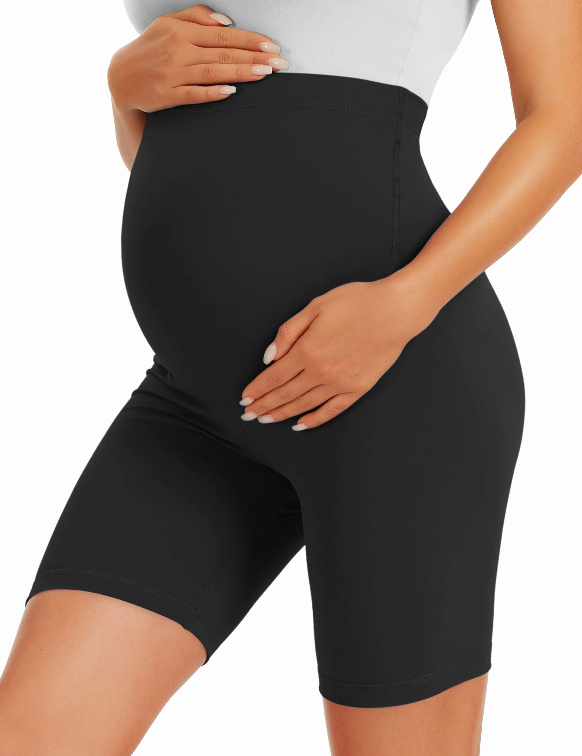 BAYDI Creamlush krótkie legginsy ciążowe oddychające regulowanym ściągaczem do jogi