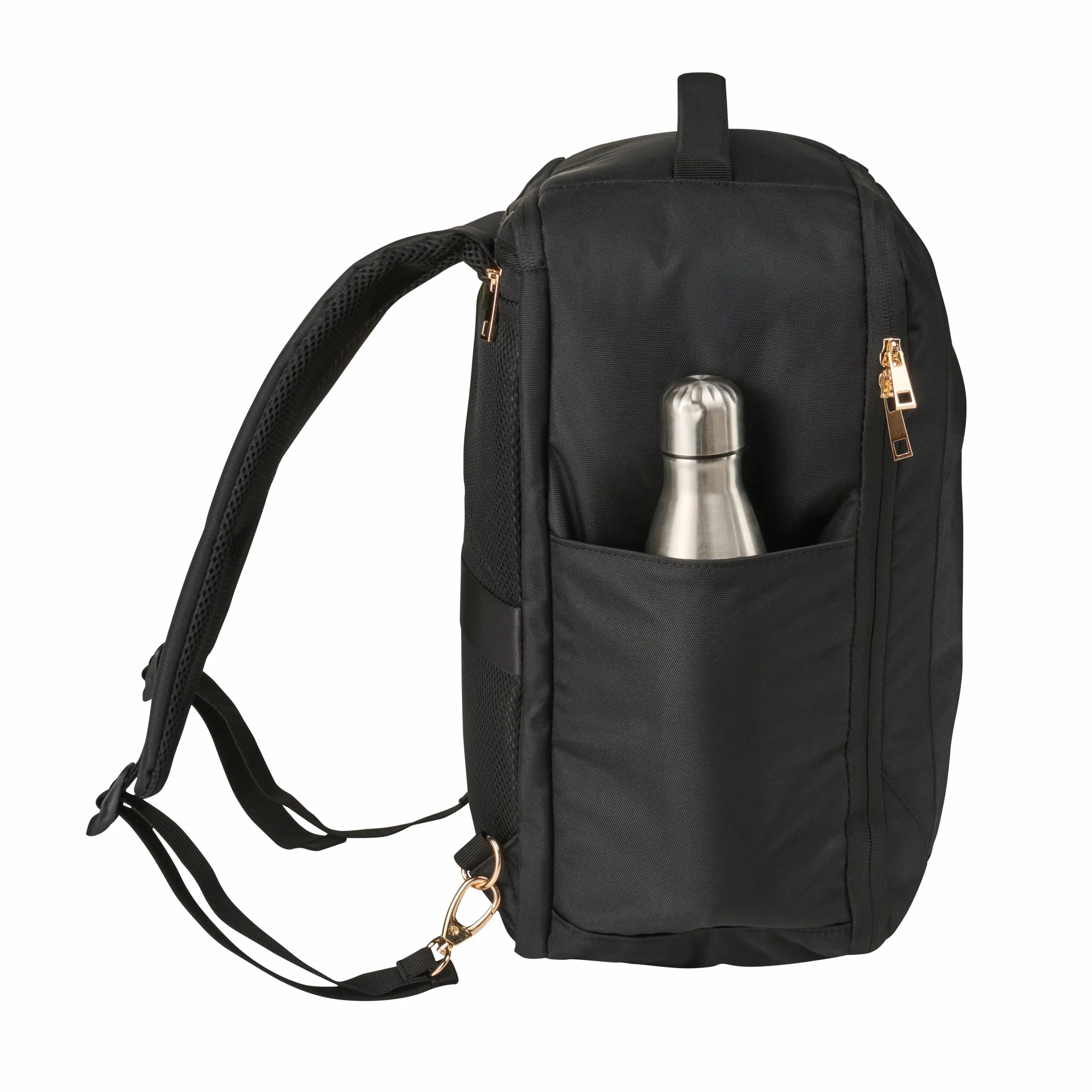 Cabin Max Plecak podręczny Manhattan 40x30x20 cm – 24-litrowy plecak podróżny wykonany z recyklingowanego RPET – Wizz Air i Ryanair Torba pod siedzenie – plecak podręczny do samolotu (czarny/złoty)