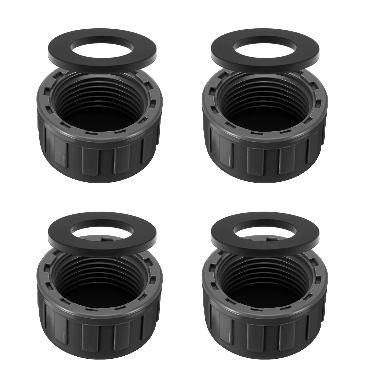 TIESOME 4 sztuki zaślepek gwintowanych PCW 3/4", gwint wewnętrzny 25 mm, nasadka rurowa z 4 sztukami uszczelek gumowych, okrągłe zaślepki, łączniki węża do uszczelniania połączeń i końcówek rur