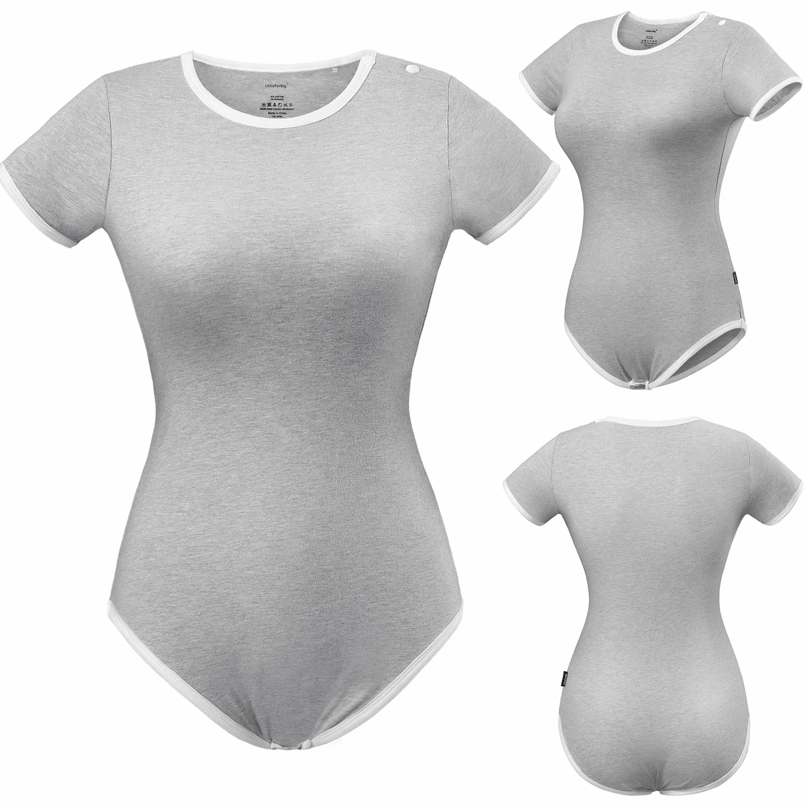 LittleForBig Bawełniany śpioszki Onesie Piżama Bodysuit-Seria pastelowa Szary