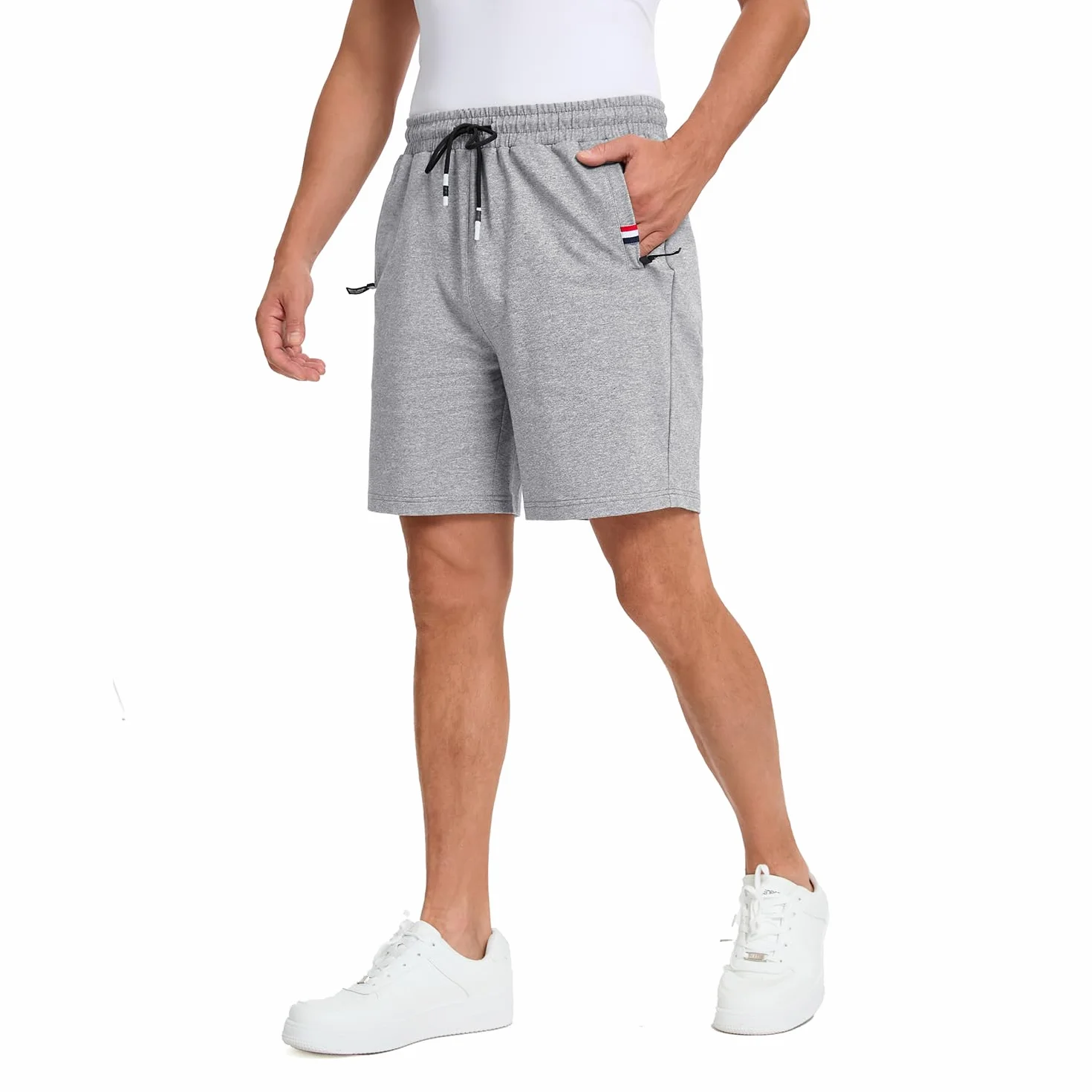 Męskie letnie bawełniane szorty sportowe, miękkie i oddychające krótkie spodnie do joggingu, jogi, fitness, na siłownię, do salonu, bermudy męskie z kieszeniami
