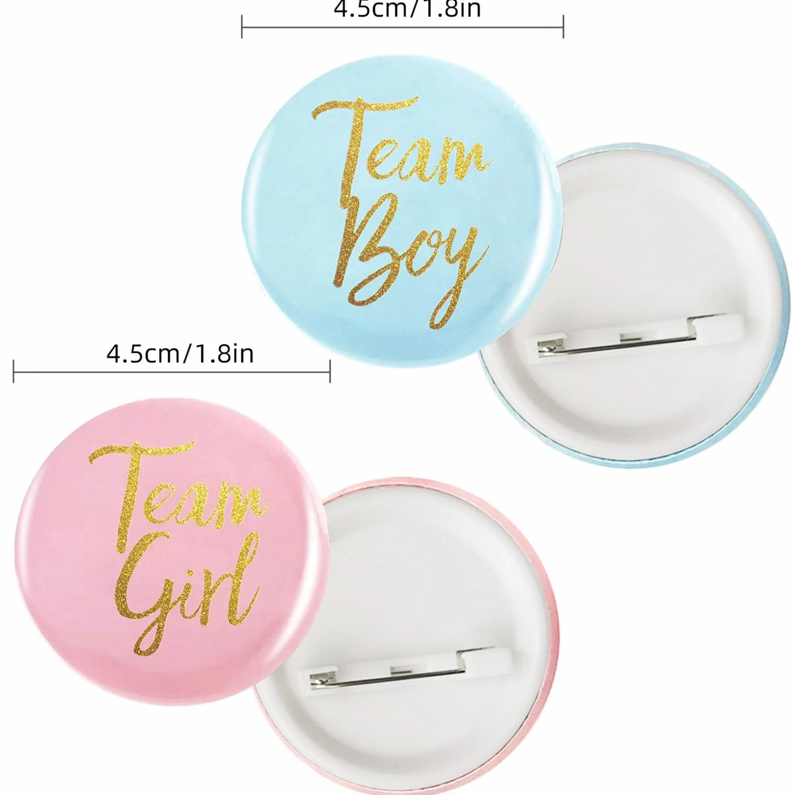 Geschlecht Offenbar Button,24 StückTeam Boy und Team Girl Pin Abzeichen, Rund Pinback Knopf Pins für Gender Reveal Party,Mit Sternen und Glitzer