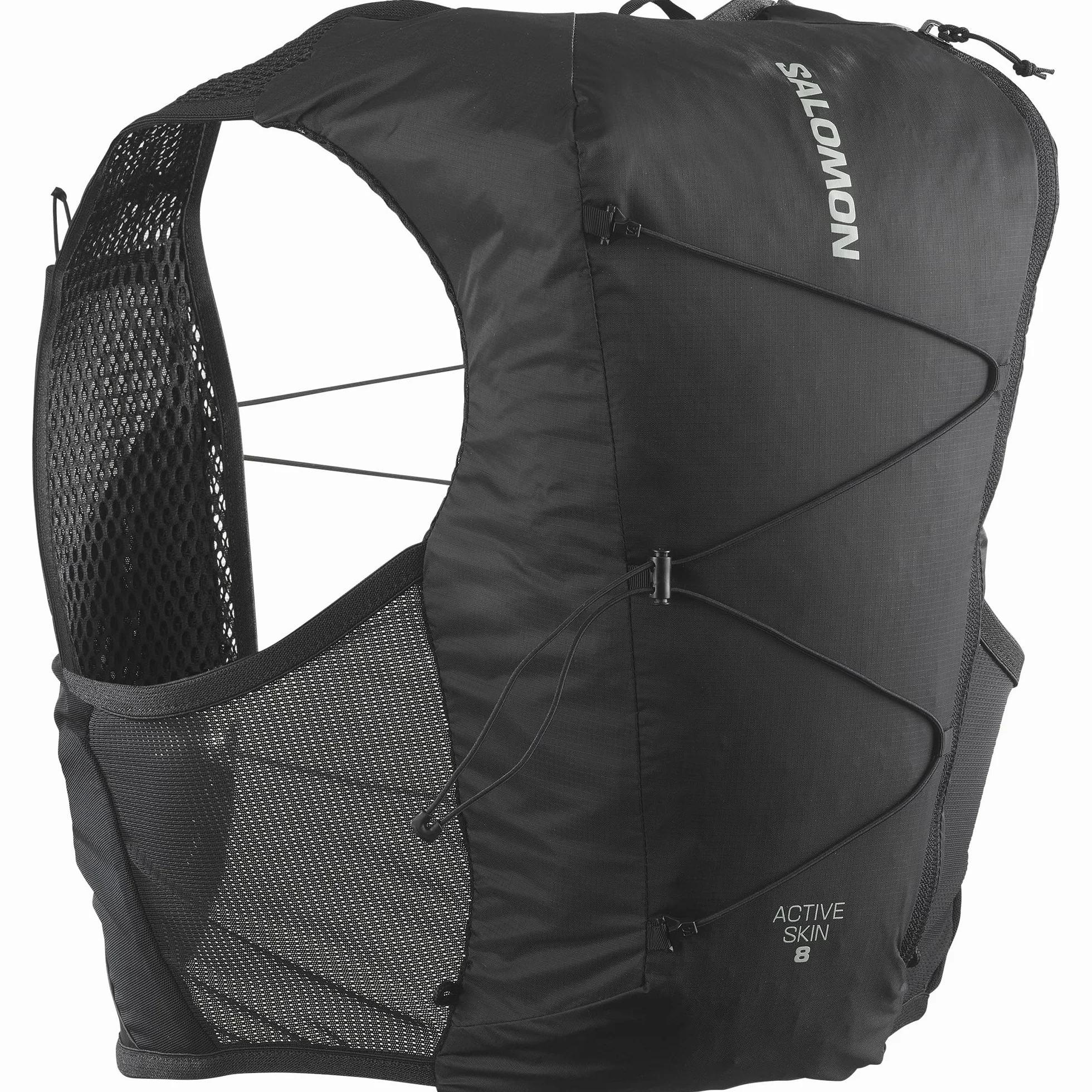 Salomon Active Skin 8 kompatybilna z piersiówkami unisex kamizelka nawadniająca do biegania szlak turystyczny, precyzyjne dopasowanie, precyzyjne dopasowanie 8 l i zoptymalizowane przechowywanie,