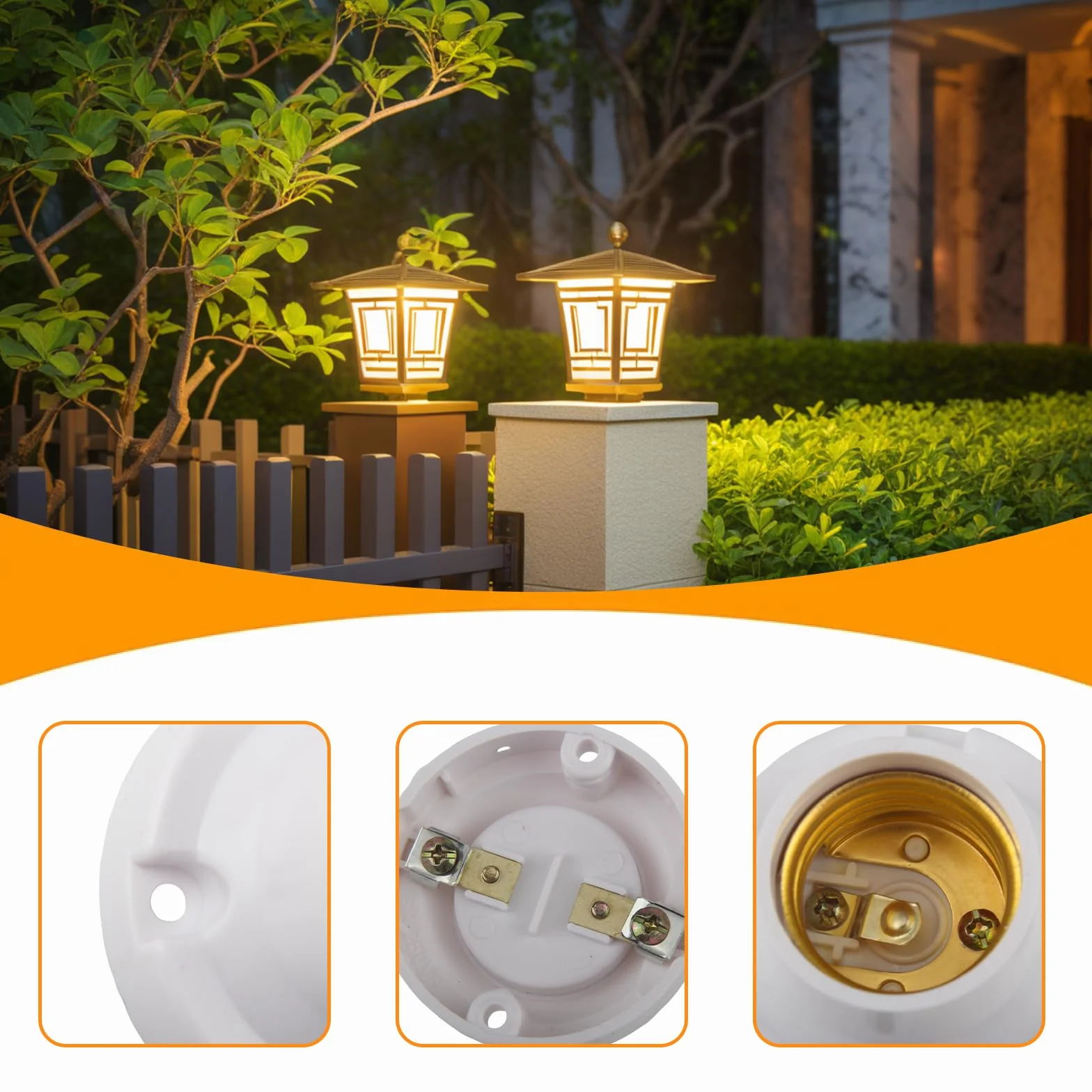 E27 oprawki do lamp, 10 sztuk, oprawki w stylu vintage, do przykręcania, gwint E27, uniwersalne nóżki do lamp LED, białe