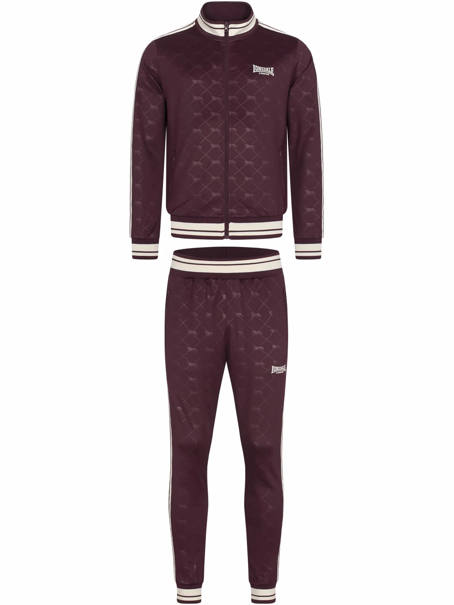 Lonsdale M?ski dres treningowy w?ski krój ASHWELL Oxblood/Ecru L, Oxblood/ecru, L