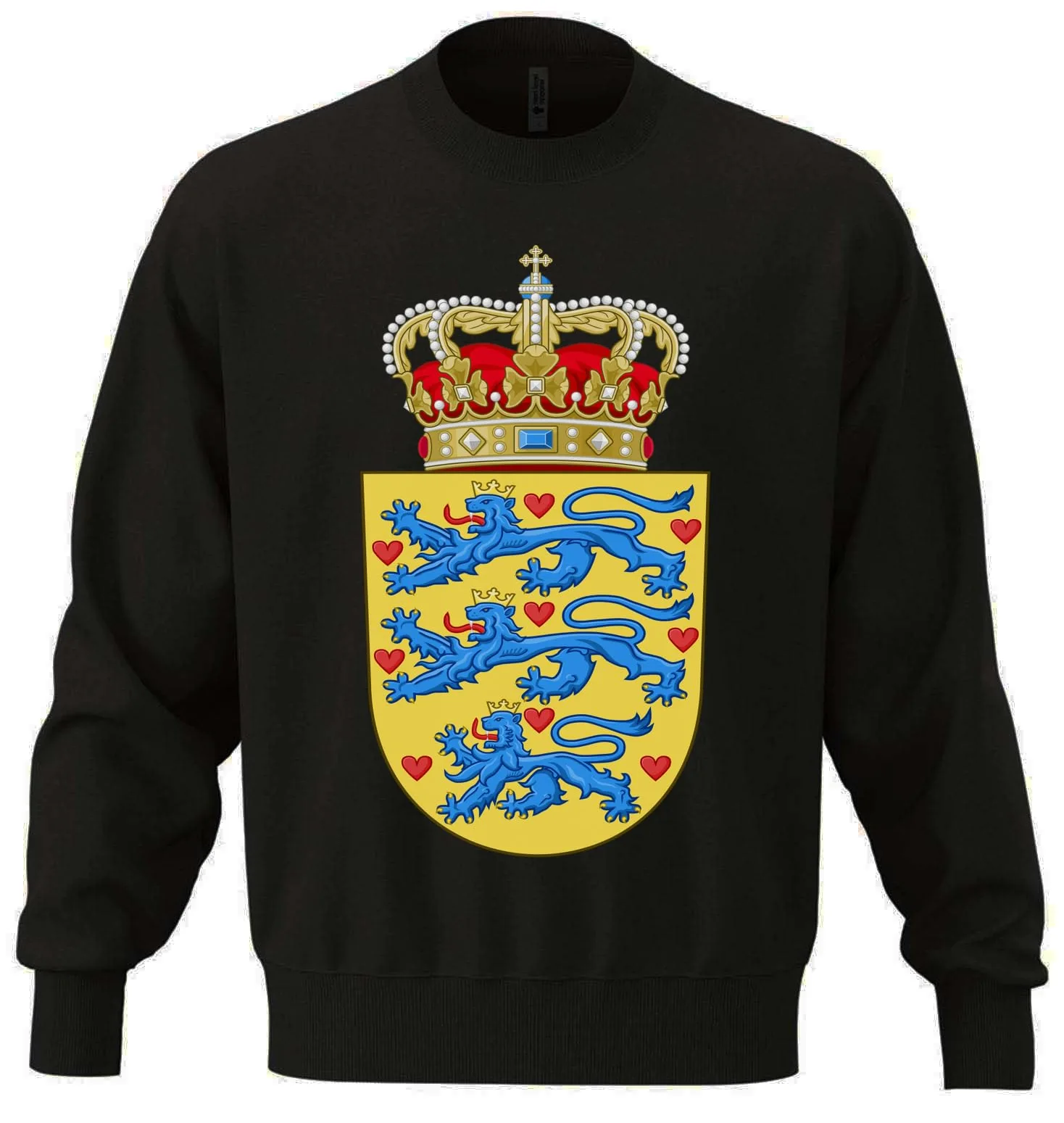Narodowy herb Danii unisex oversize mieszanka bawełny ciężka bluza czarna