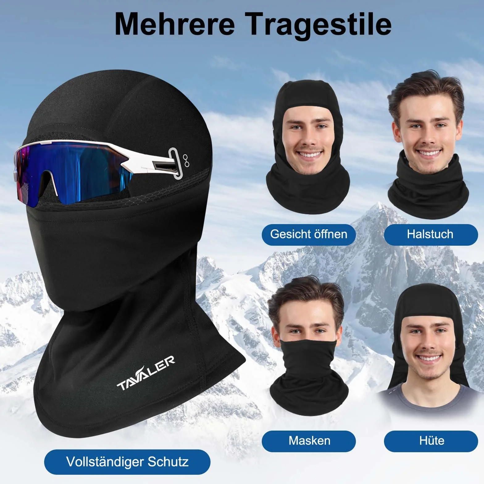 Tavaler Kominiarka zimowa na rower, motocykl, kominiarka, męska/damska/dzieci, wiatroszczelna, ciepła maska narciarska, do sportów outdoorowych, jazdy na rowerze, snowboardzie, jazdy na nartach,